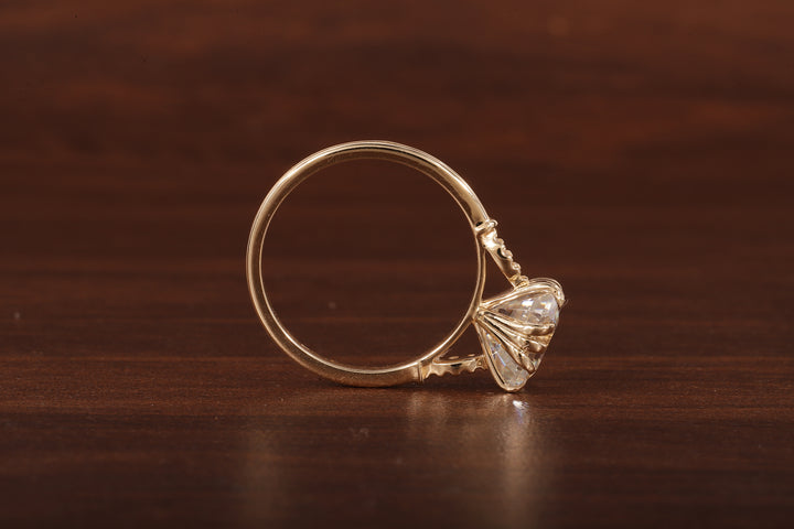 Asscher Cut Moissanite Engagement Ring 14K Yellow Gold Anniversary Ring