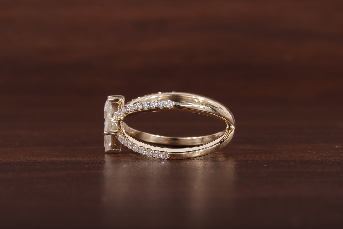 Kite Lab Grown Diamond Engagement Ring, EF/VVS Kite Diamond Star Shape Wedding Ring