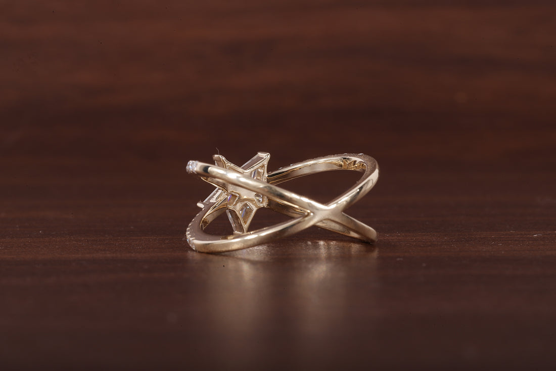Kite Lab Grown Diamond Engagement Ring, EF/VVS Kite Diamond Star Shape Wedding Ring