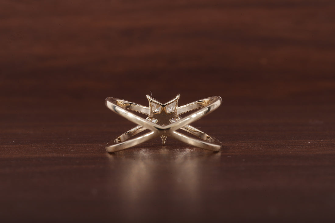 Kite Lab Grown Diamond Engagement Ring, EF/VVS Kite Diamond Star Shape Wedding Ring