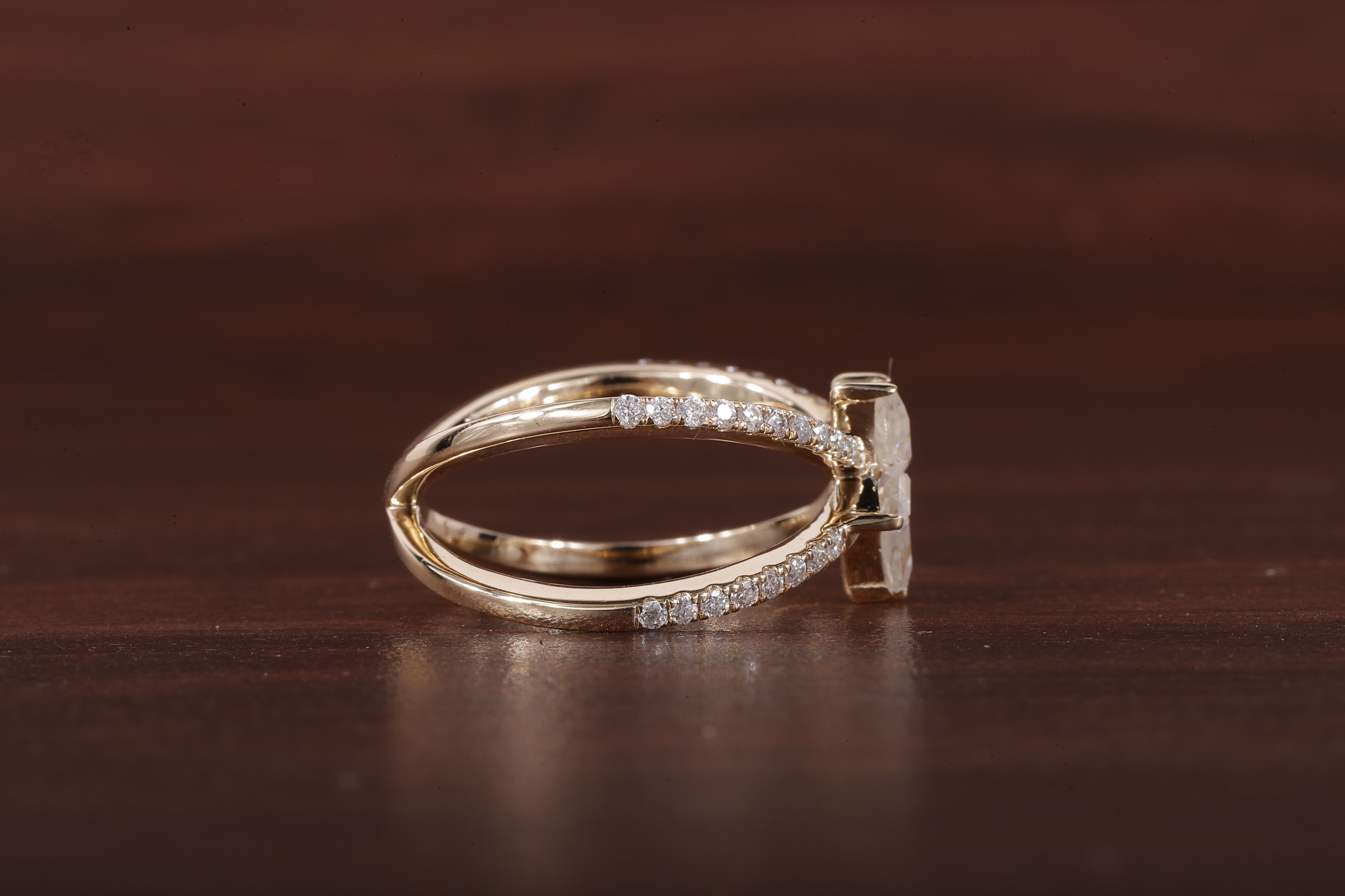 Kite Lab Grown Diamond Engagement Ring, EF/VVS Kite Diamond Star Shape Wedding Ring