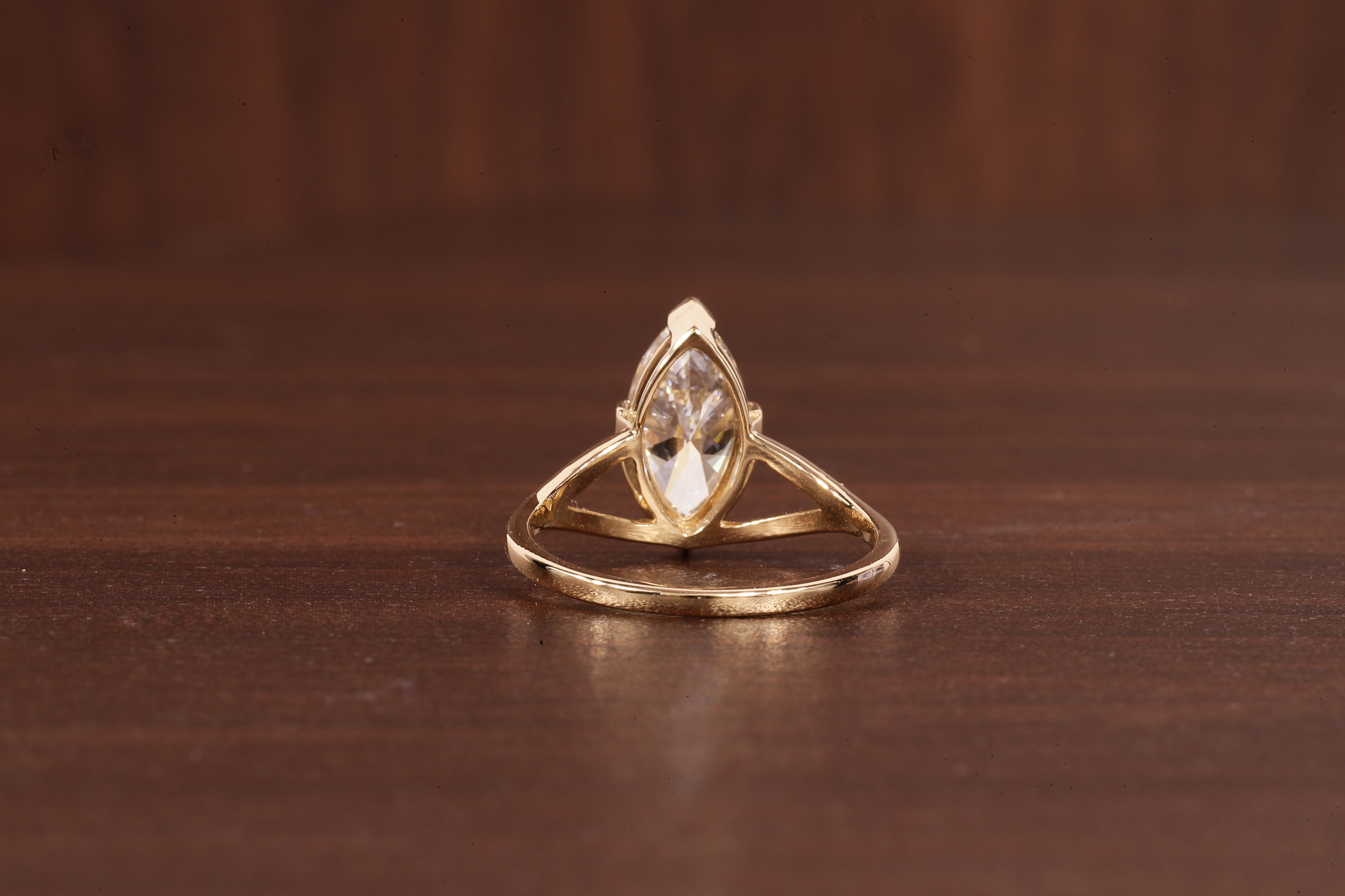 2CT Marquise Cut Lab Created Engagement Ring,Solitaire Half Bezel Set Ring, IGI Certified