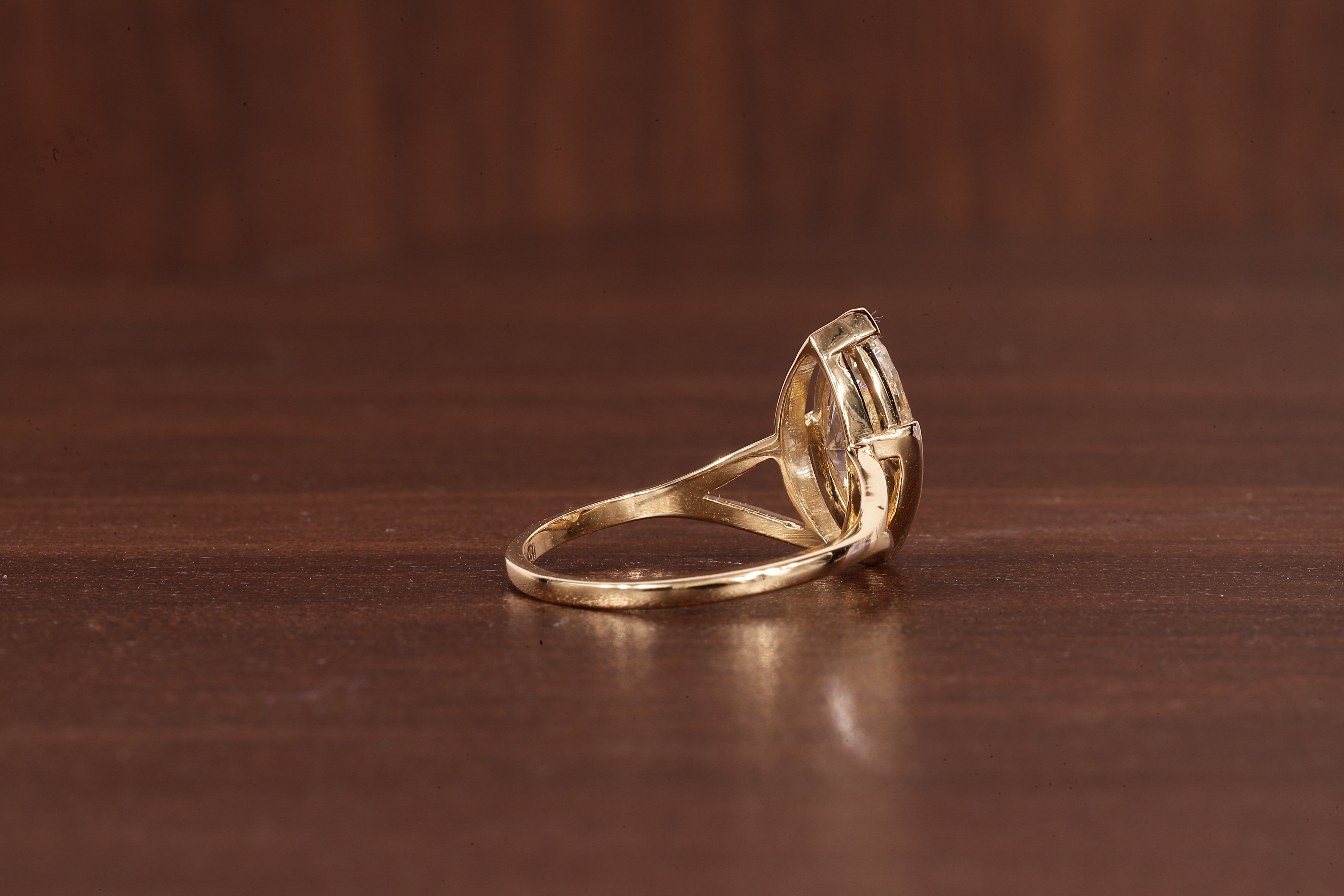 2CT Marquise Cut Lab Created Engagement Ring,Solitaire Half Bezel Set Ring, IGI Certified