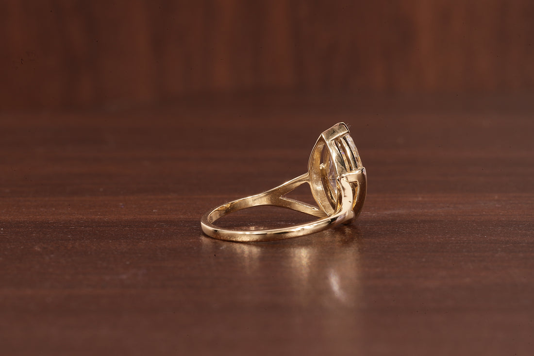 2CT Marquise Cut Lab Created Engagement Ring,Solitaire Half Bezel Set Ring, IGI Certified