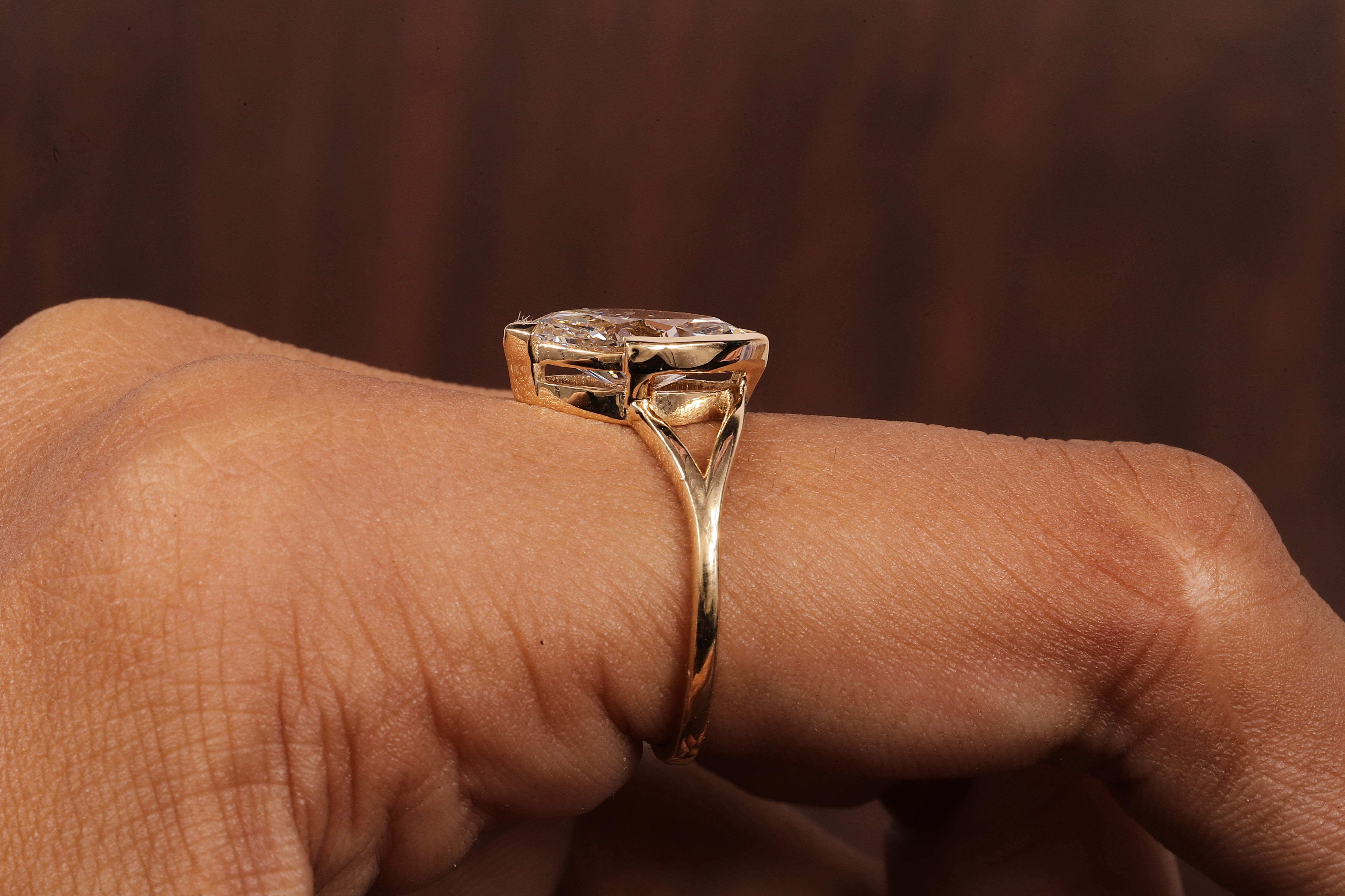 2CT Marquise Cut Lab Created Engagement Ring,Solitaire Half Bezel Set Ring, IGI Certified