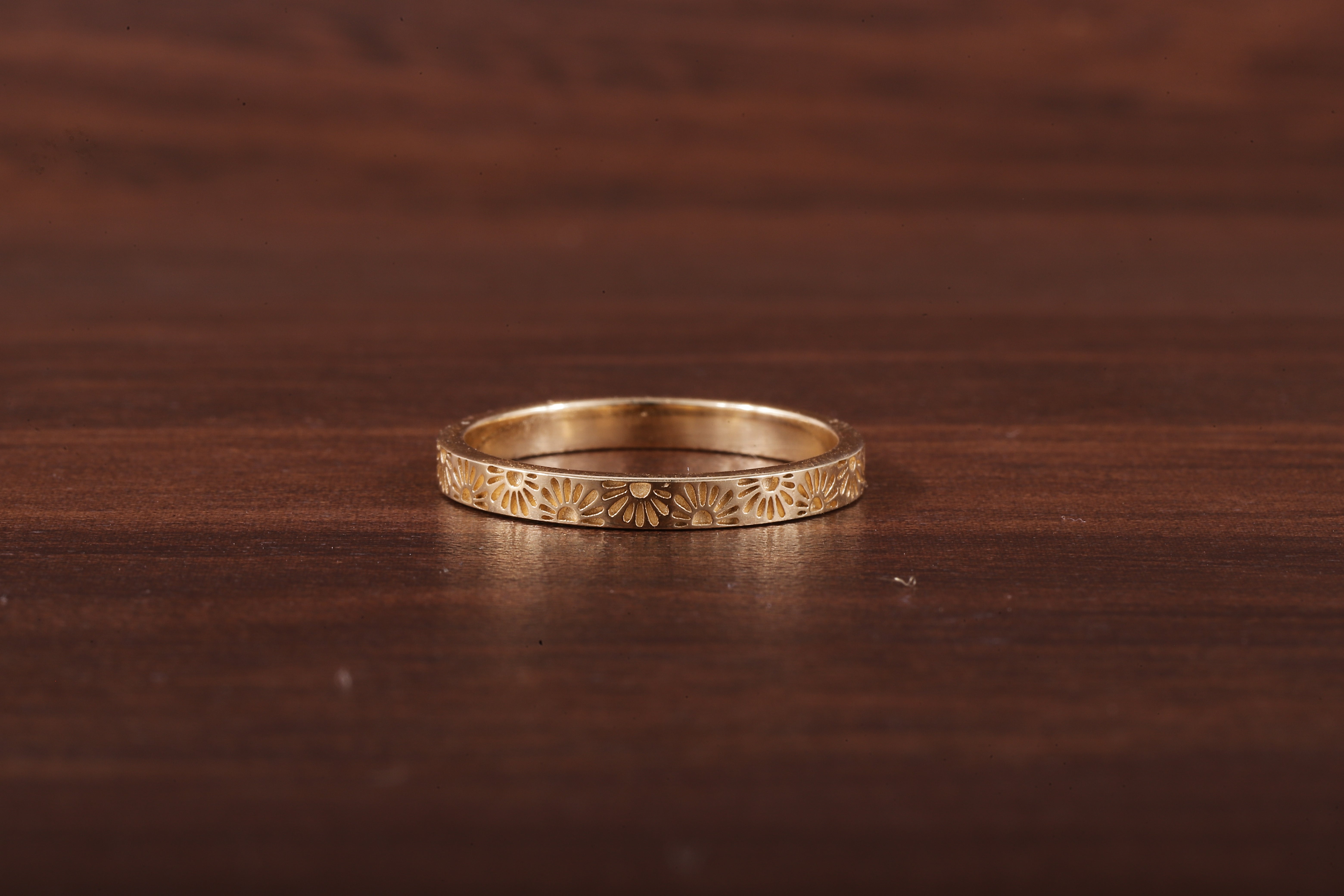 14k Gold His Hers Sun Band, Solid Gold Wedding Band