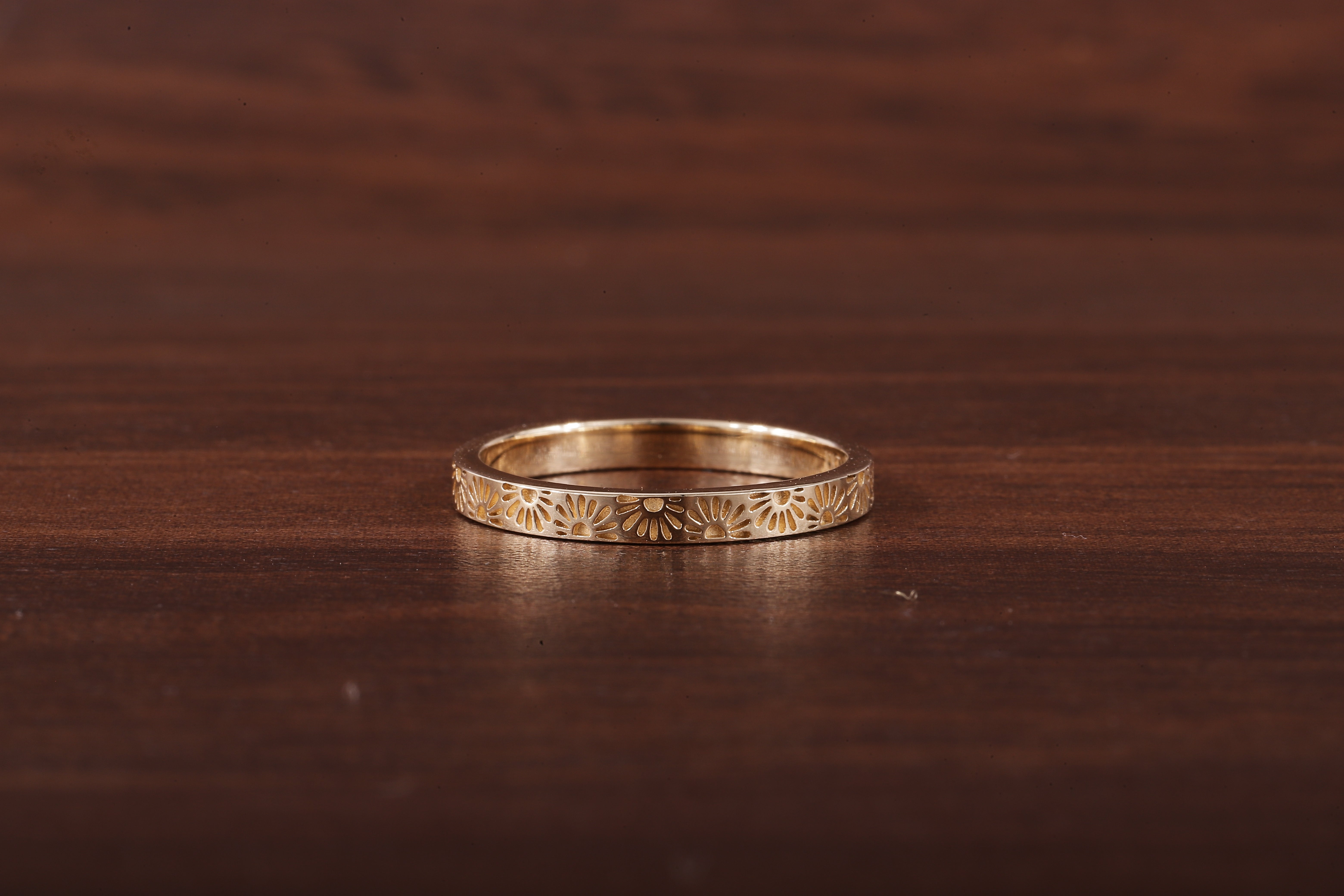 14k Gold His Hers Sun Band, Solid Gold Wedding Band