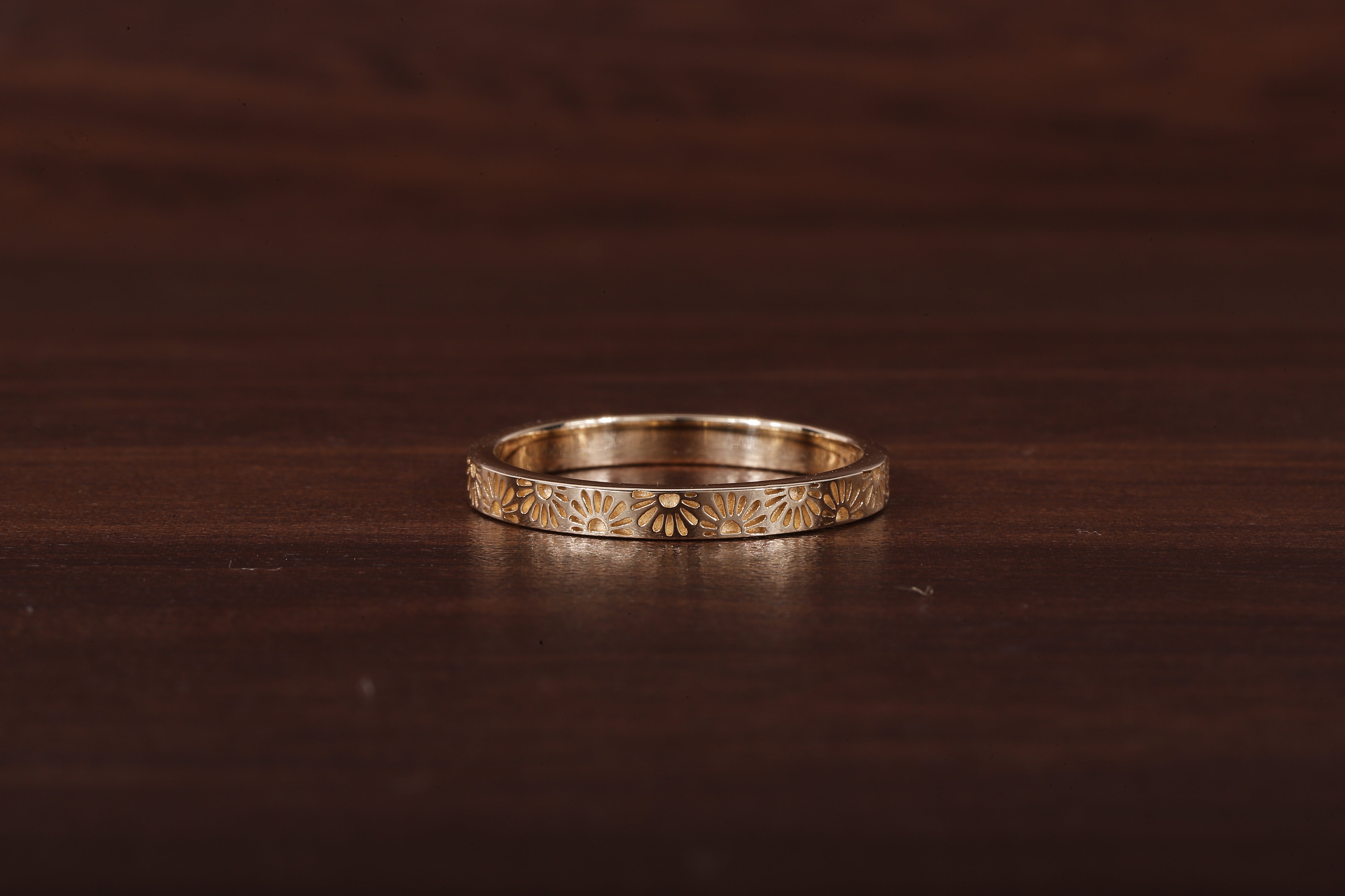 14k Gold His Hers Sun Band, Solid Gold Wedding Band