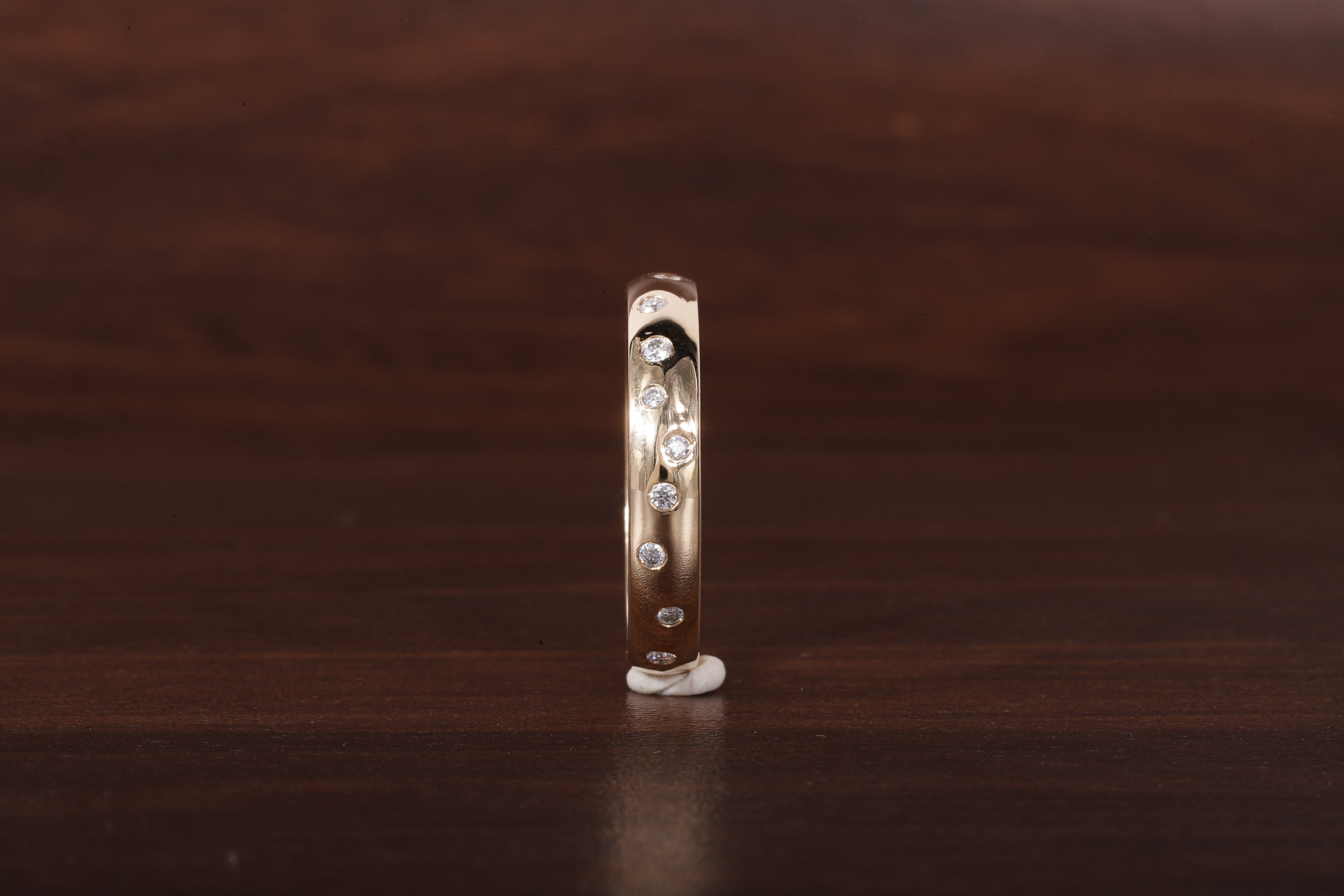 Round Lab Grown Diamond Wedding Band, 14k Gold Flush Round Diamond Stacking Ring