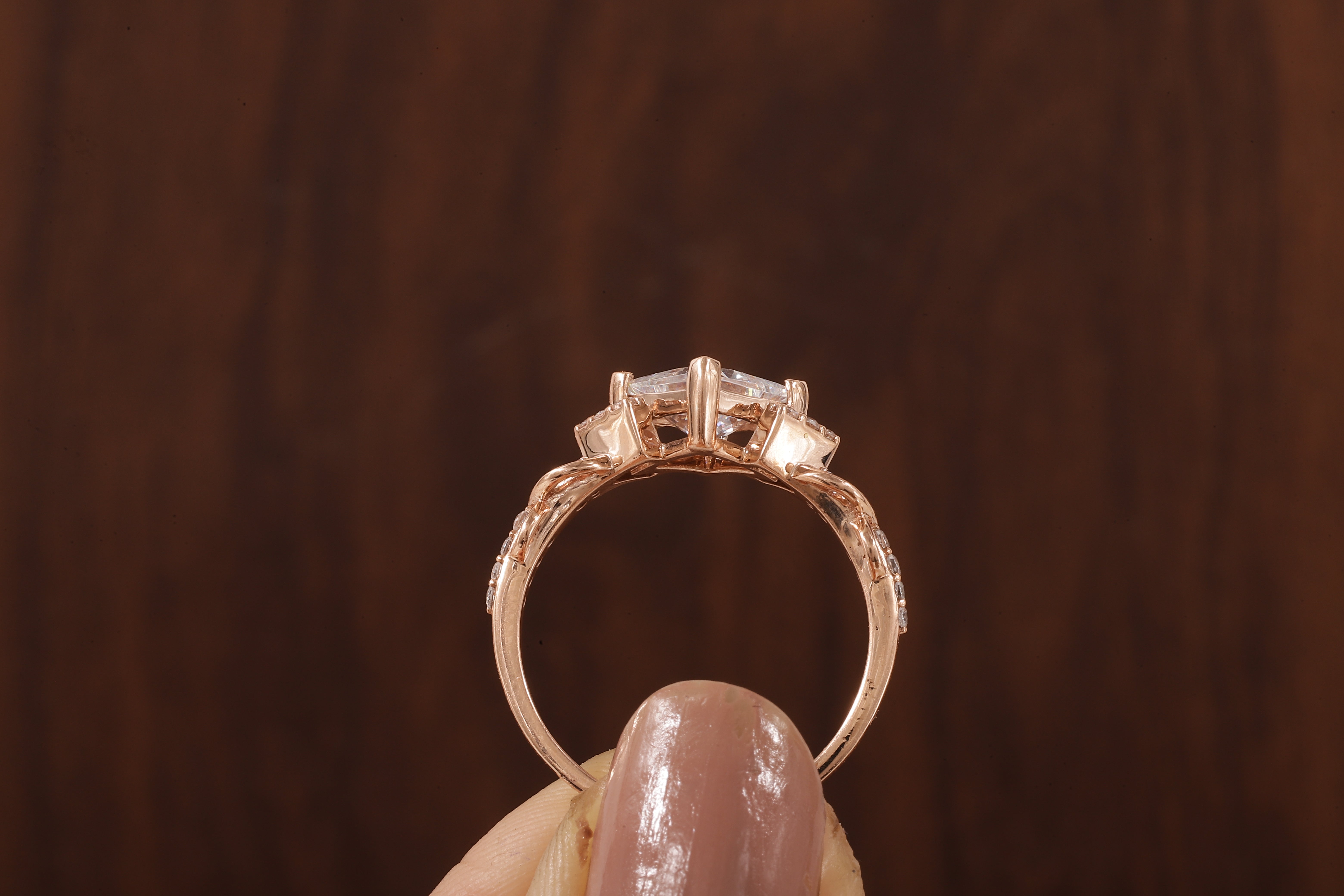 Kite Set Princess Cut Lab Diamond Twist Engagement Ring