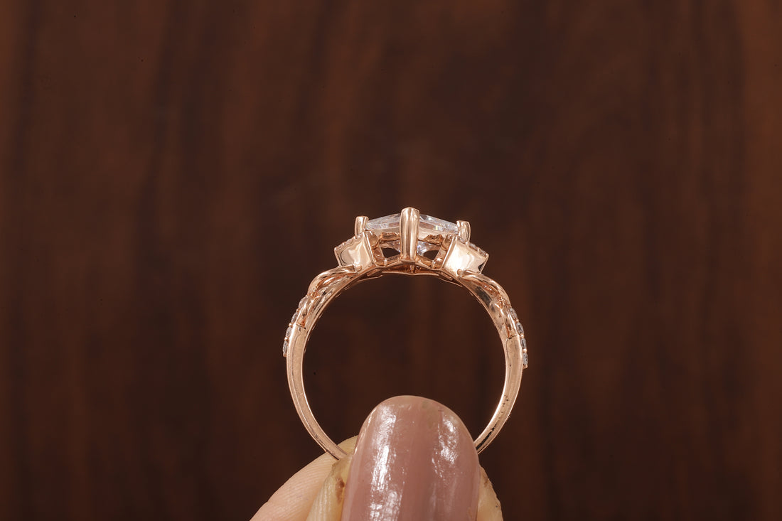 Kite Set Princess Cut Lab Diamond Twist Engagement Ring