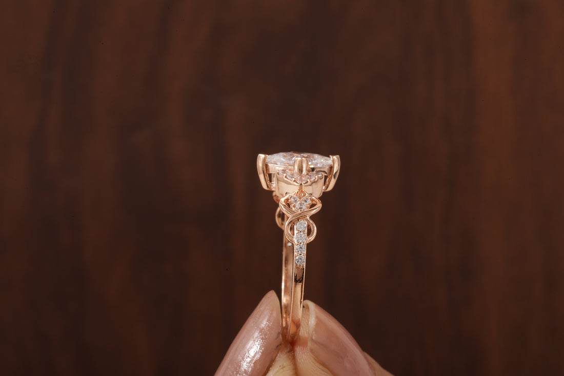 Kite Set Princess Cut Lab Diamond Twist Engagement Ring