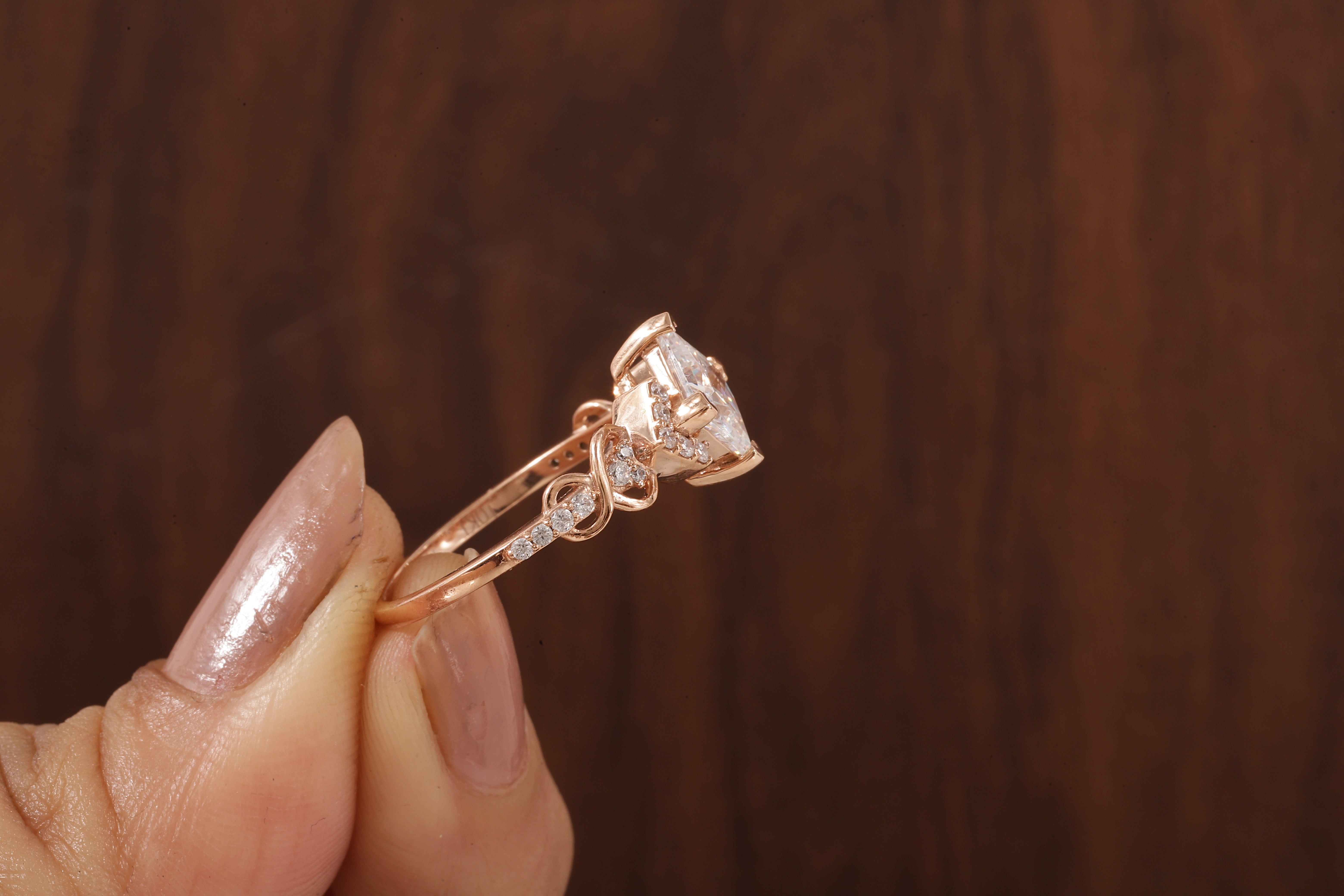 Kite Set Princess Cut Lab Diamond Twist Engagement Ring