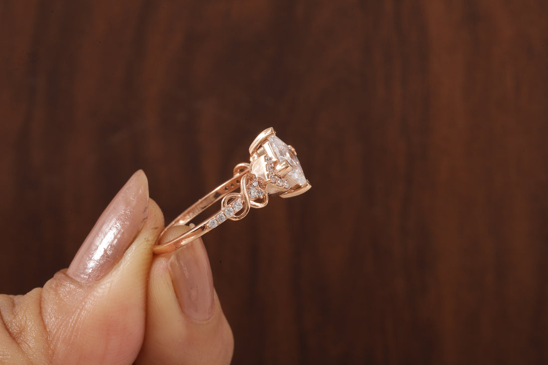Kite Set Princess Cut Lab Diamond Twist Engagement Ring