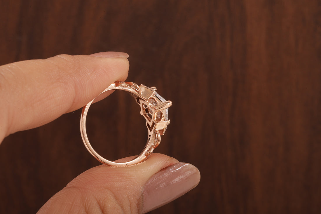 Kite Set Princess Cut Lab Diamond Twist Engagement Ring
