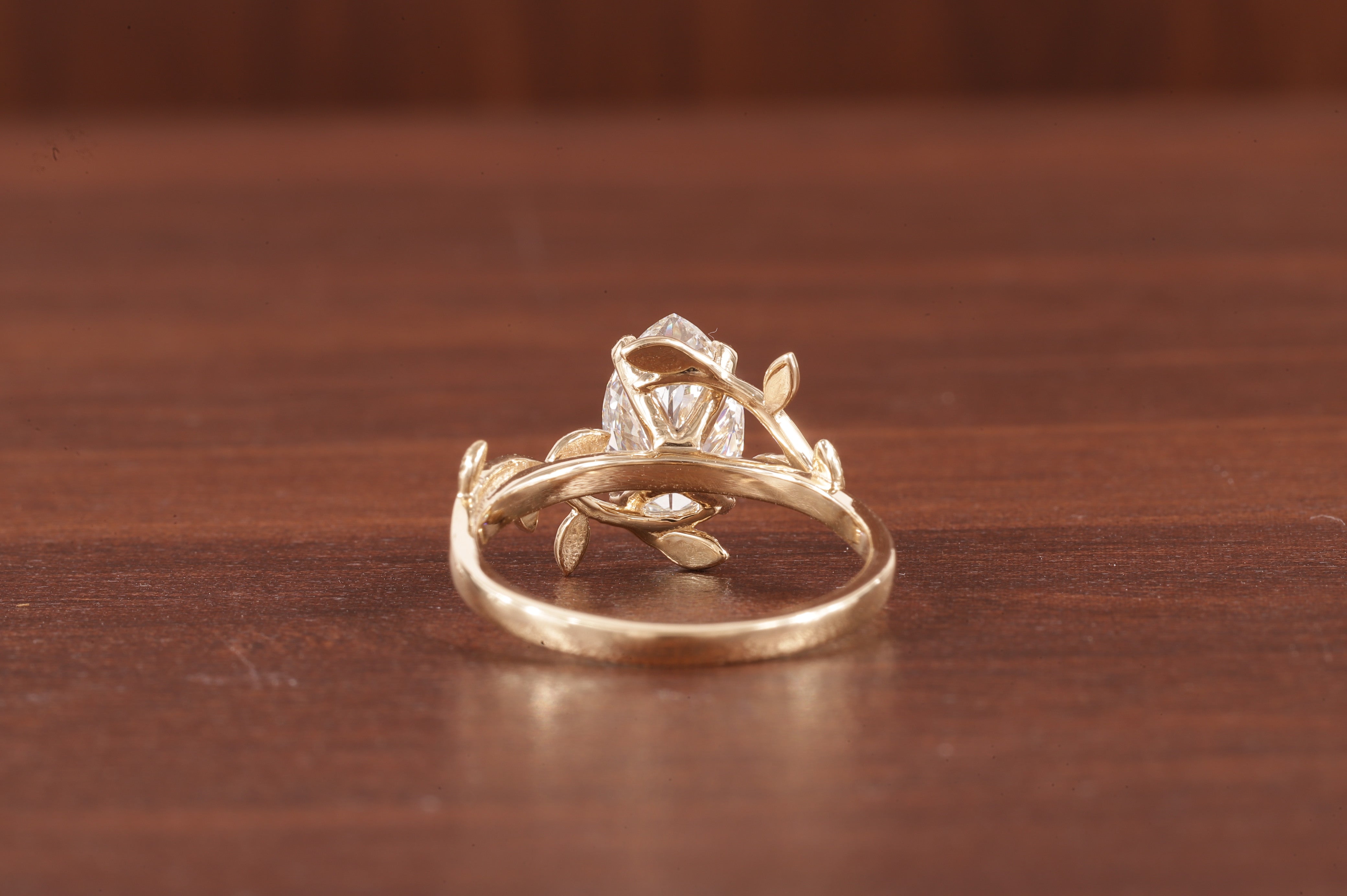 14K Yellow Gold Art Deco|1.5ct Solid Gold Marquise Cut Moissanite Engagement Ring