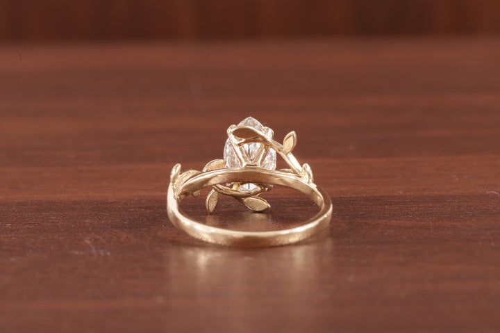 14K Yellow Gold Art Deco|1.5ct Solid Gold Marquise Cut Moissanite Engagement Ring