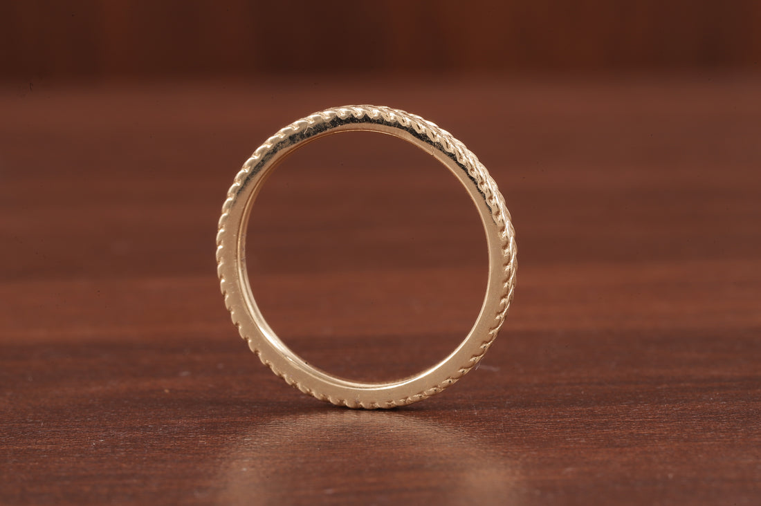 Wedding band for women 14k Gold Wedding Band Laurel Wedding Chevron Braid