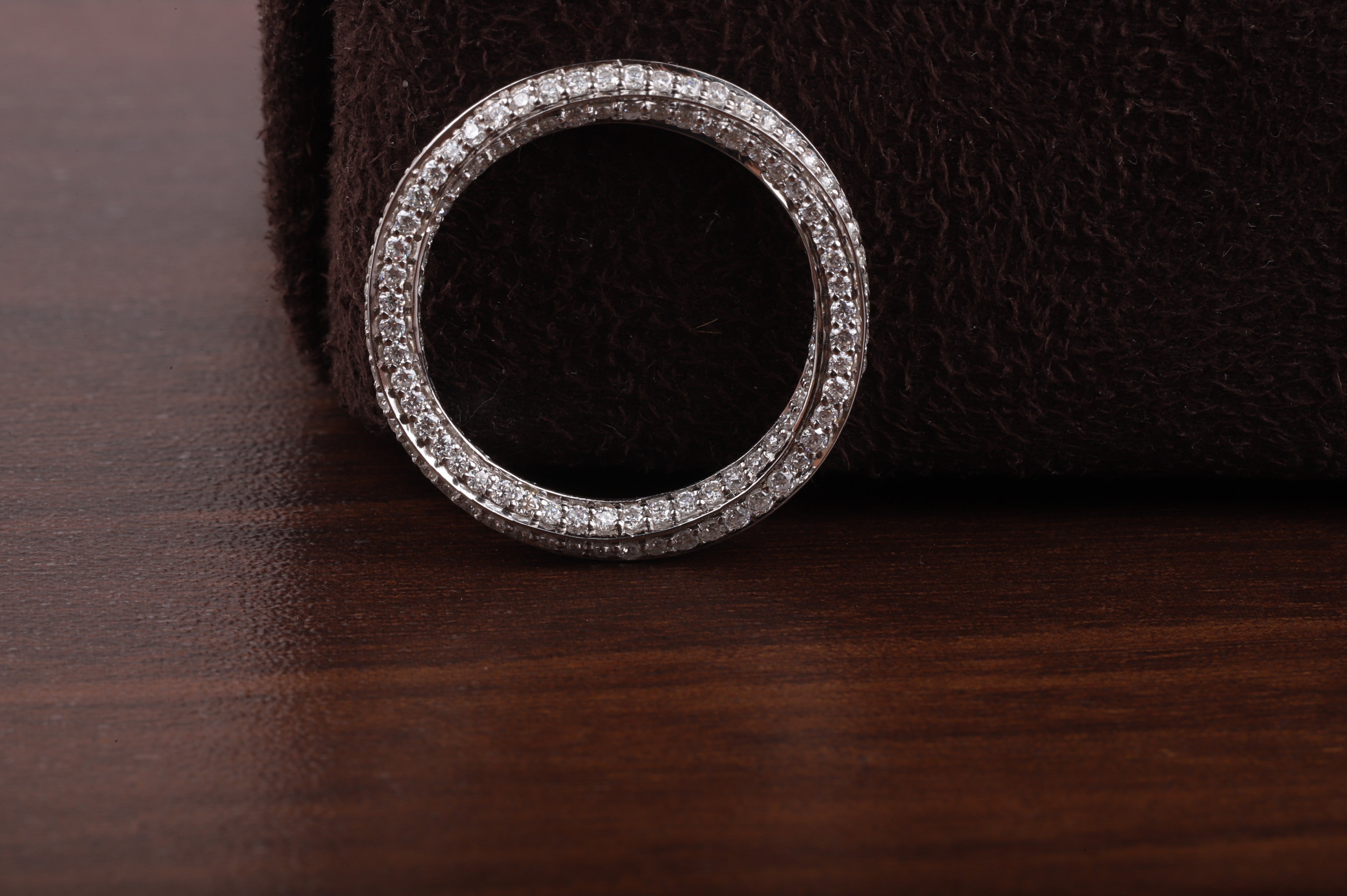 Fully Twisted Unique Band, Full Eternity Wedding Band ,14K White Gold Round Moissanite Band