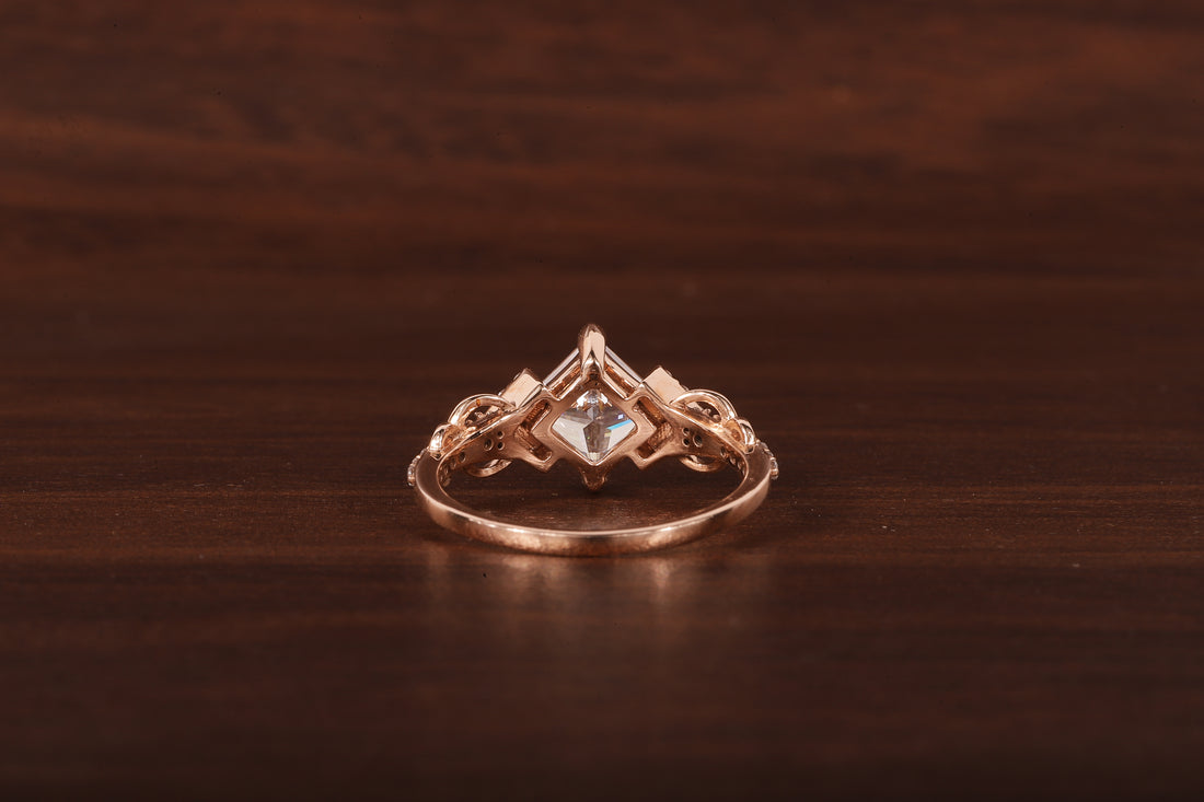Kite Set Princess Cut Lab Diamond Twist Engagement Ring