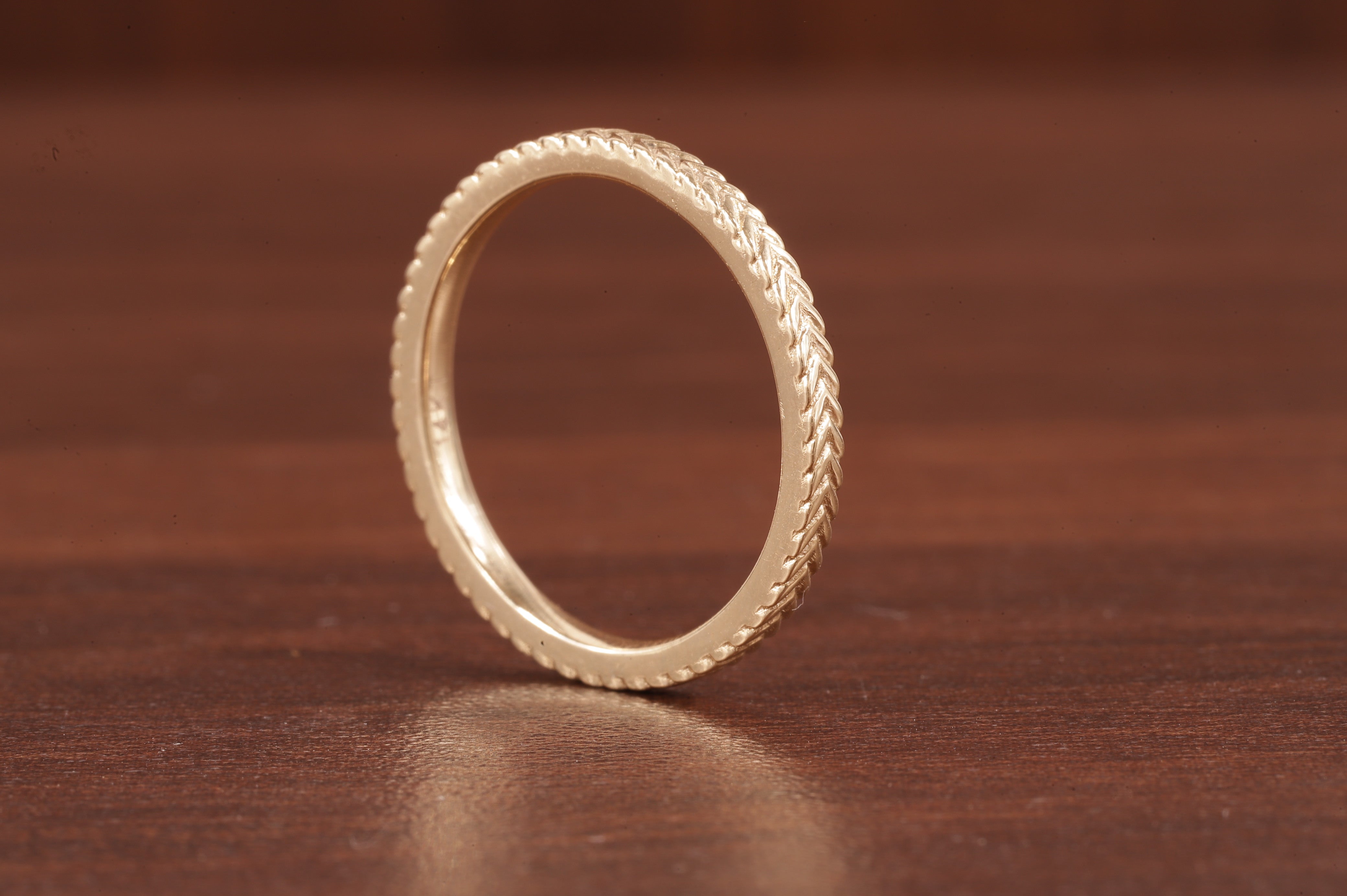 Wedding band for women 14k Gold Wedding Band Laurel Wedding Chevron Braid