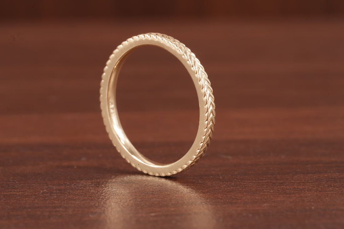 Wedding band for women 14k Gold Wedding Band Laurel Wedding Chevron Braid