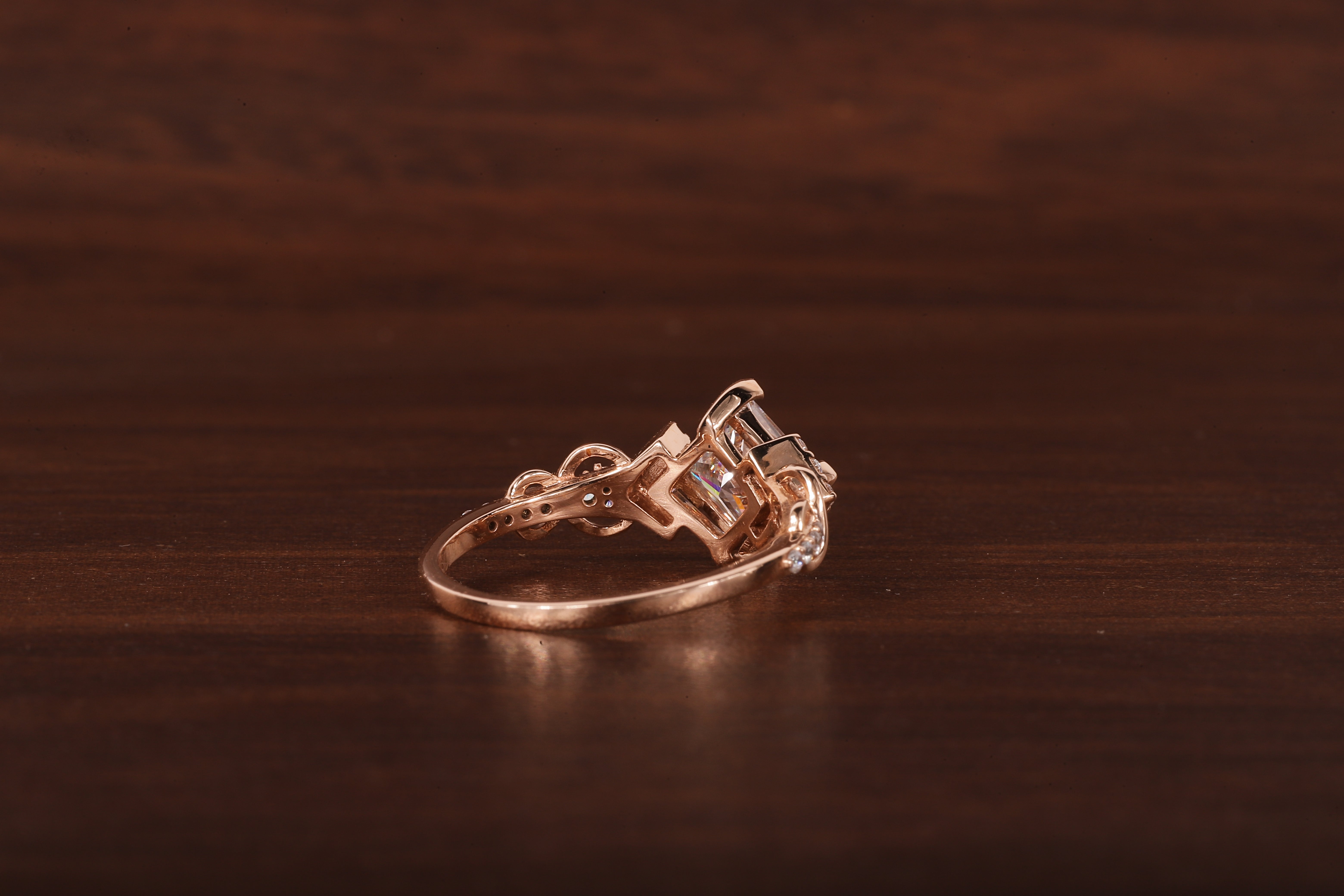 Kite Set Princess Cut Lab Diamond Twist Engagement Ring