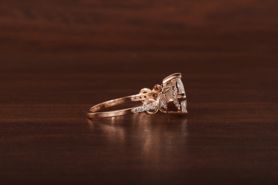Kite Set Princess Cut Lab Diamond Twist Engagement Ring