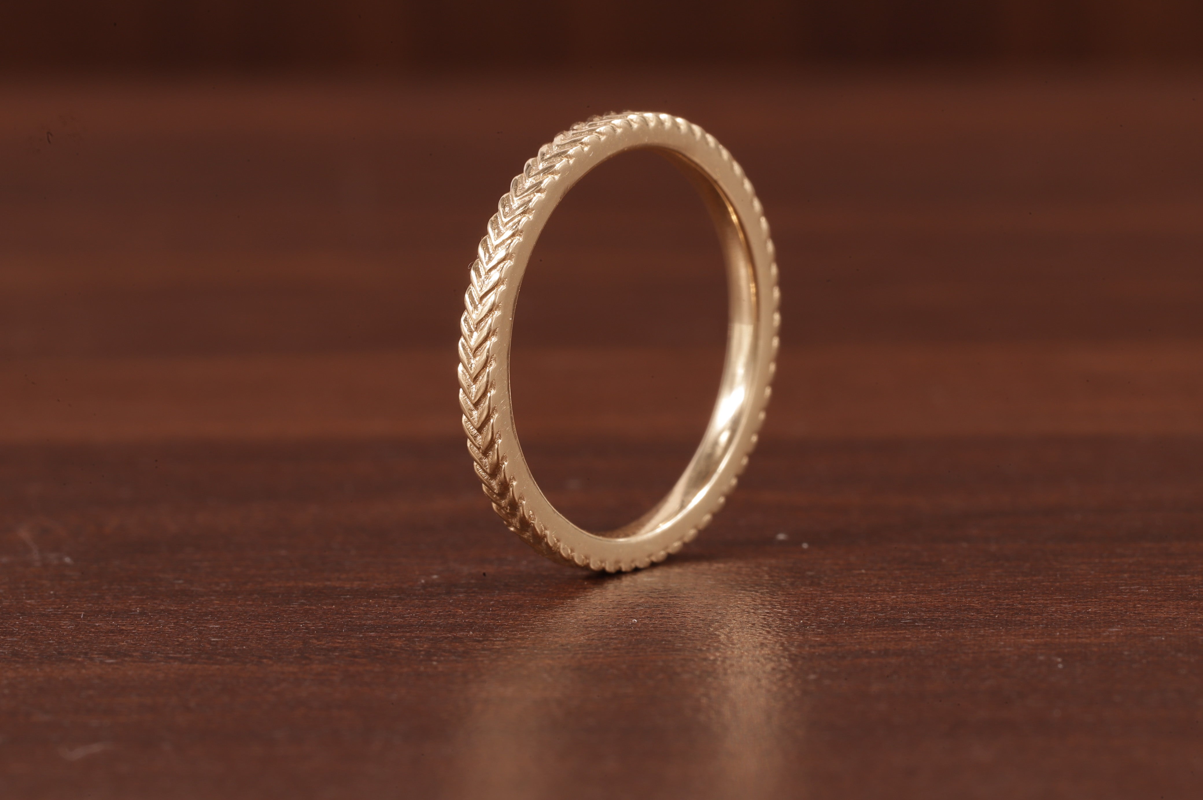 Wedding band for women 14k Gold Wedding Band Laurel Wedding Chevron Braid