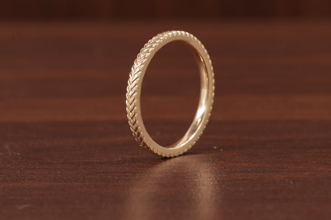 Wedding band for women 14k Gold Wedding Band Laurel Wedding Chevron Braid