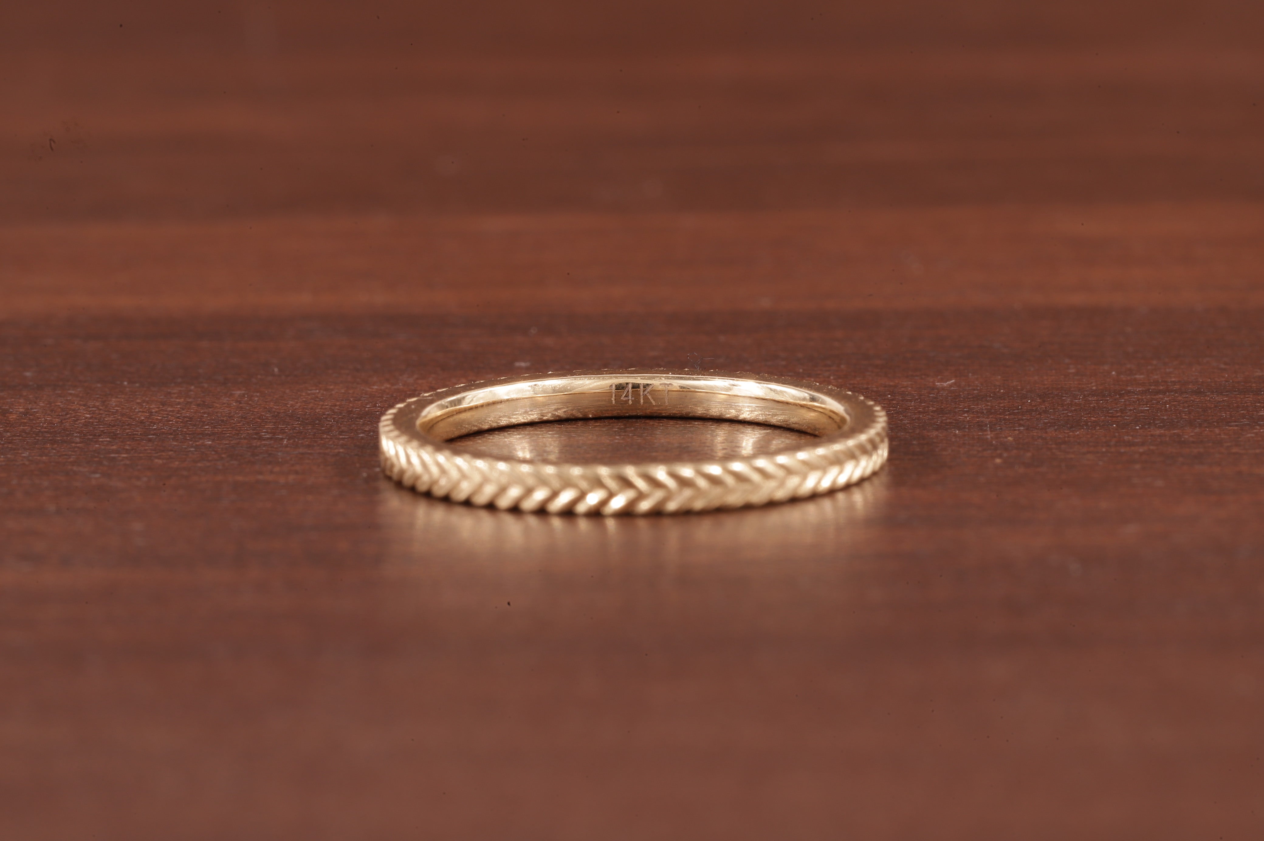 Wedding band for women 14k Gold Wedding Band Laurel Wedding Chevron Braid