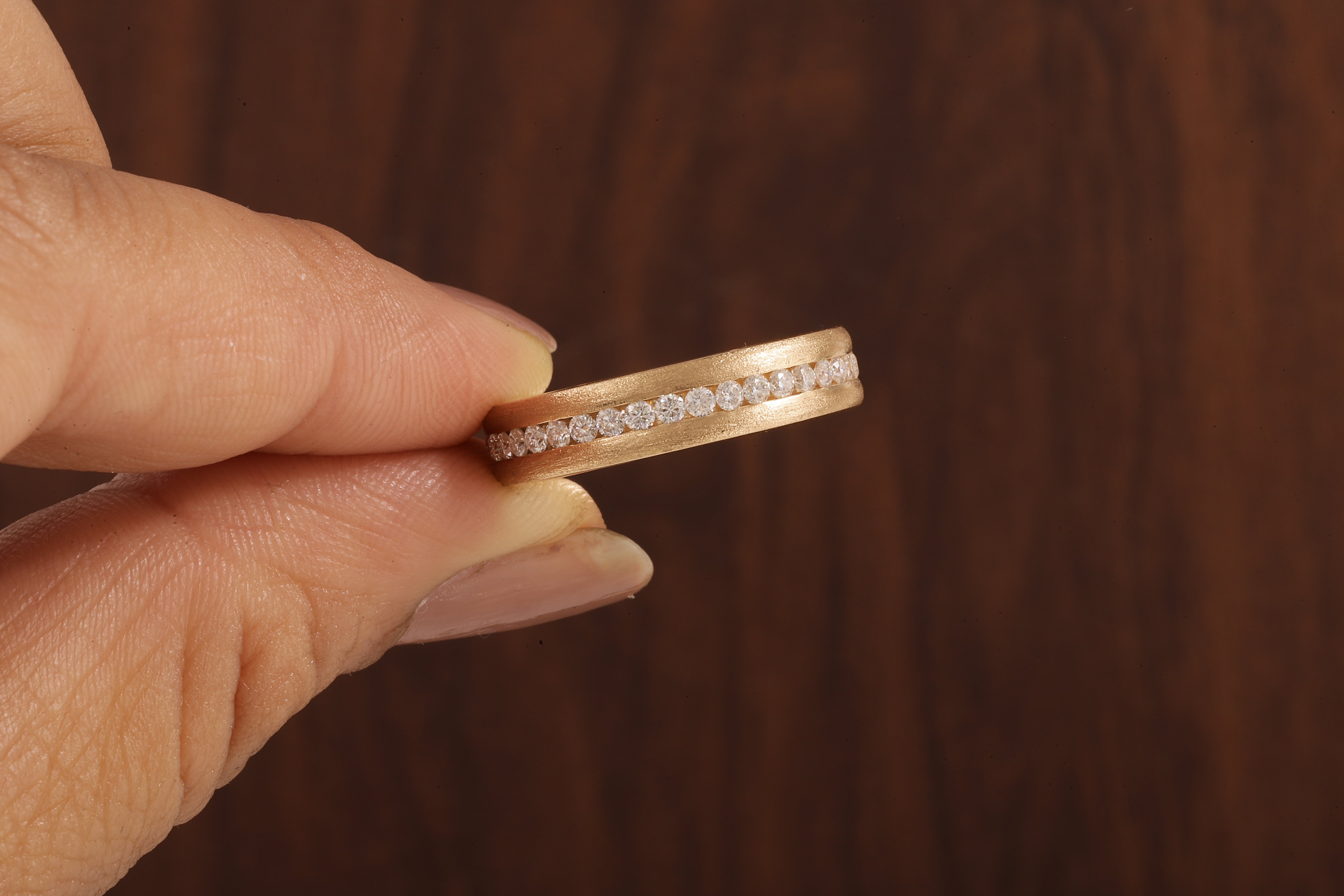 14K Yellow Gold Moissanite Men's Full Eternity Wedding Band Ring