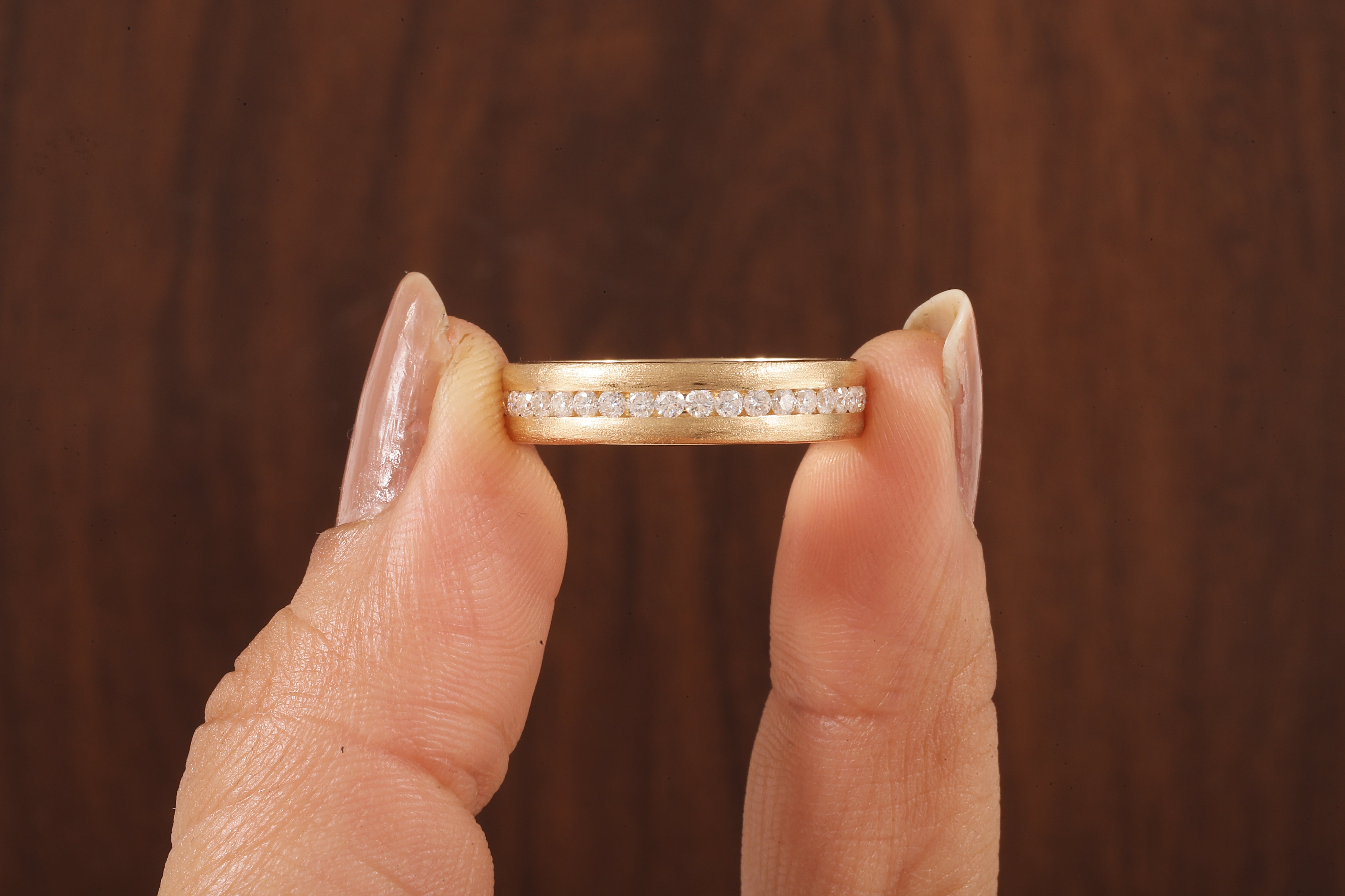 14K Yellow Gold Moissanite Men's Full Eternity Wedding Band Ring