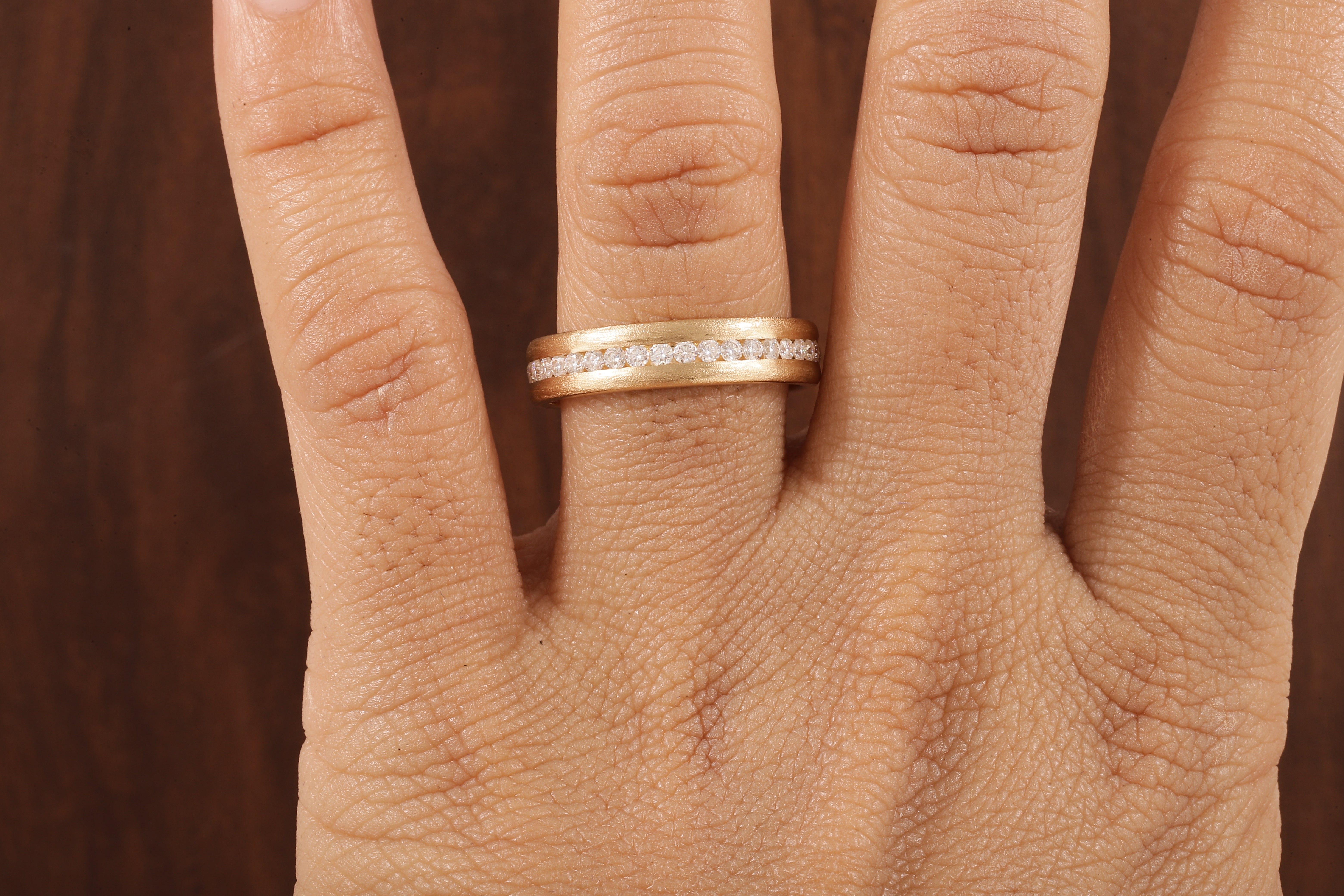 14K Yellow Gold Moissanite Men's Full Eternity Wedding Band Ring