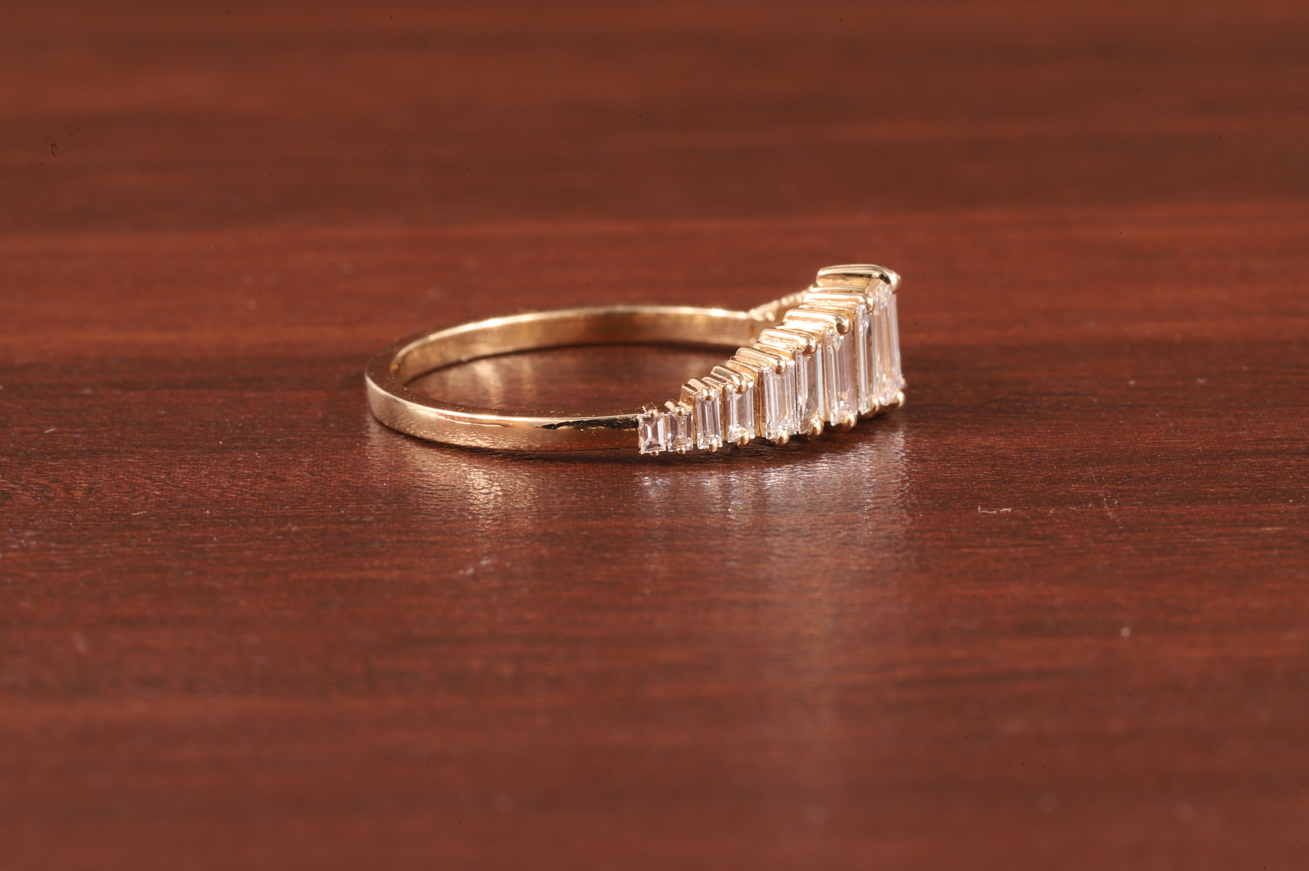 Baguette Cut Diamond Half Eternity Band, Lab Grown Diamond Wedding Band