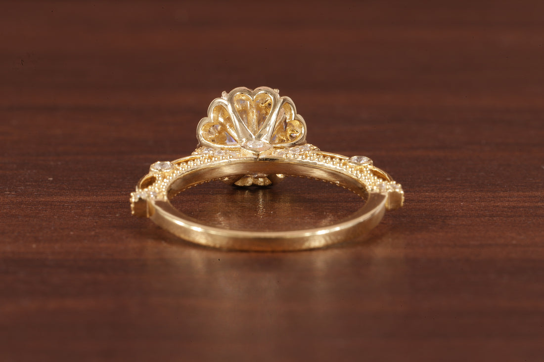 Vintage Round Wedding Ring, Moissanite Engagement Ring
