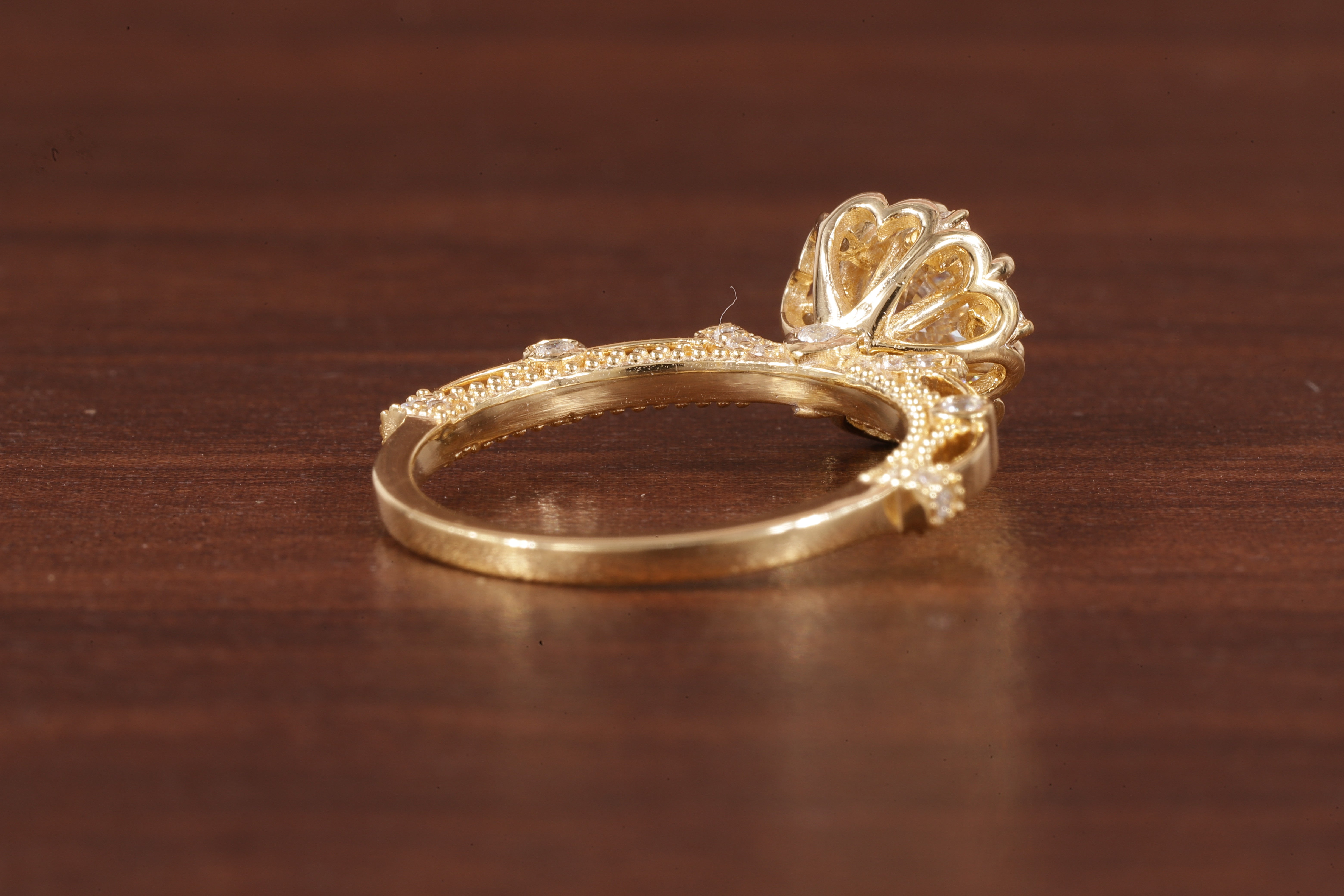 Vintage Round Wedding Ring, Moissanite Engagement Ring