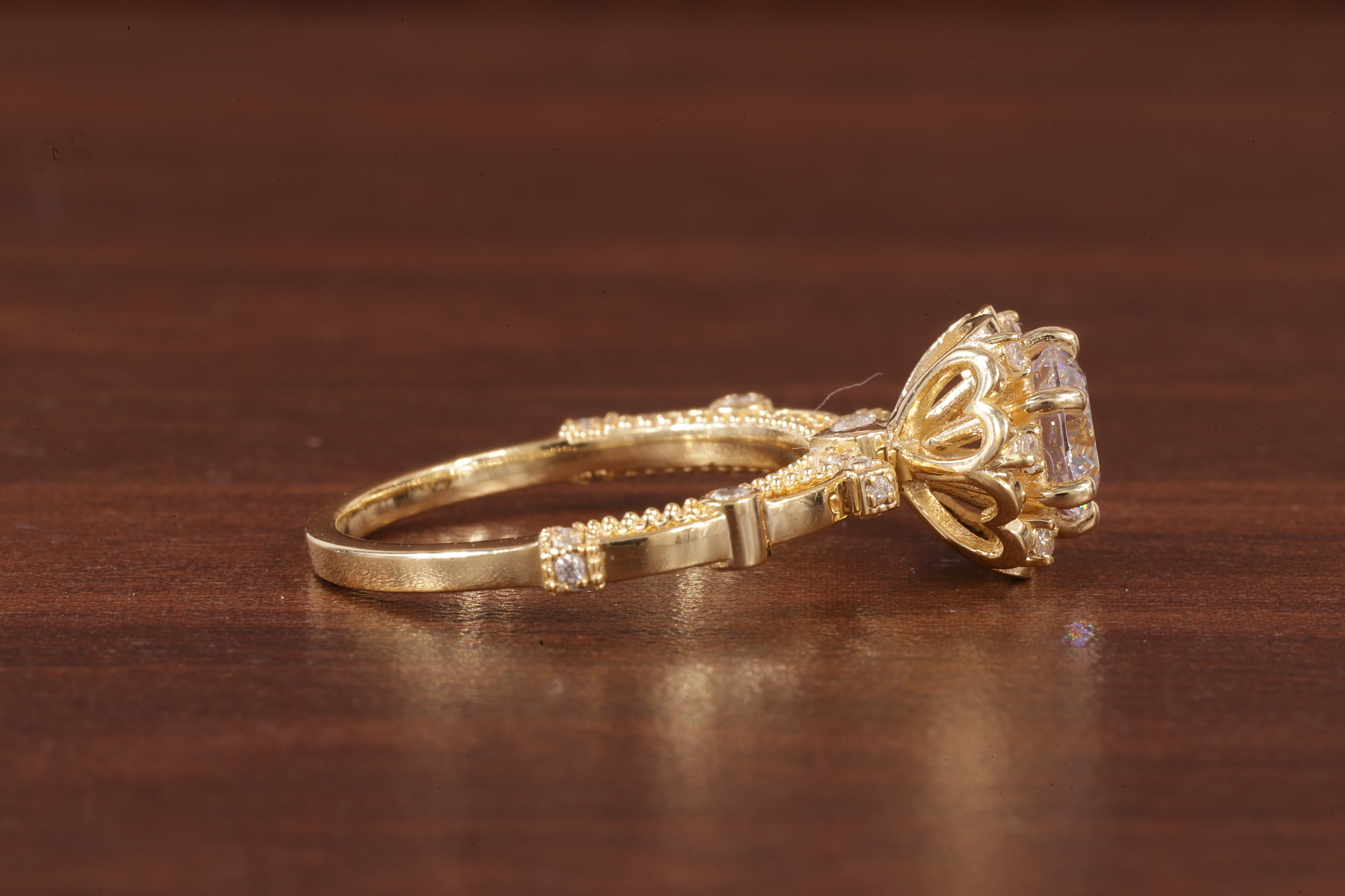 Vintage Round Wedding Ring, Moissanite Engagement Ring