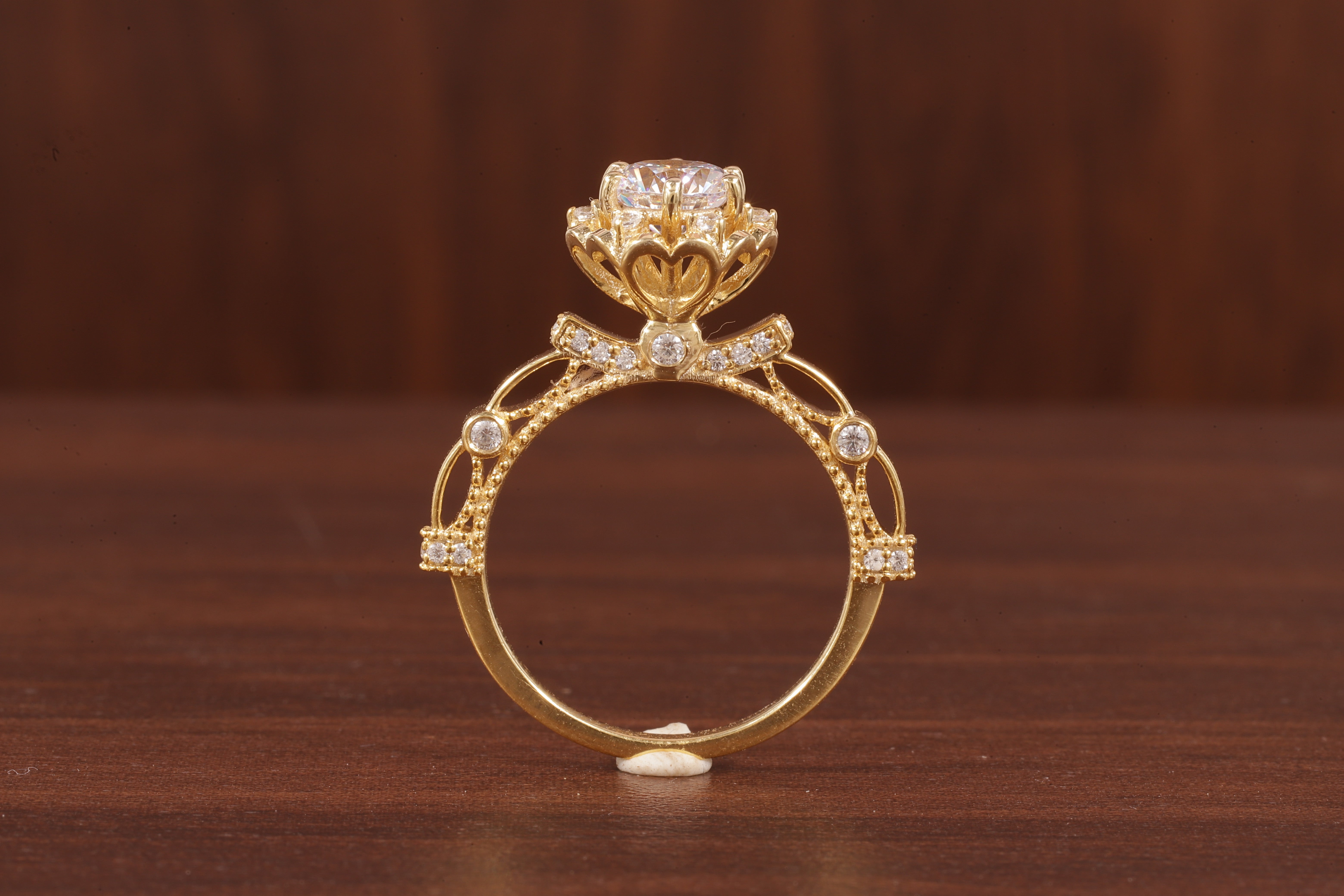 Vintage Round Wedding Ring, Moissanite Engagement Ring