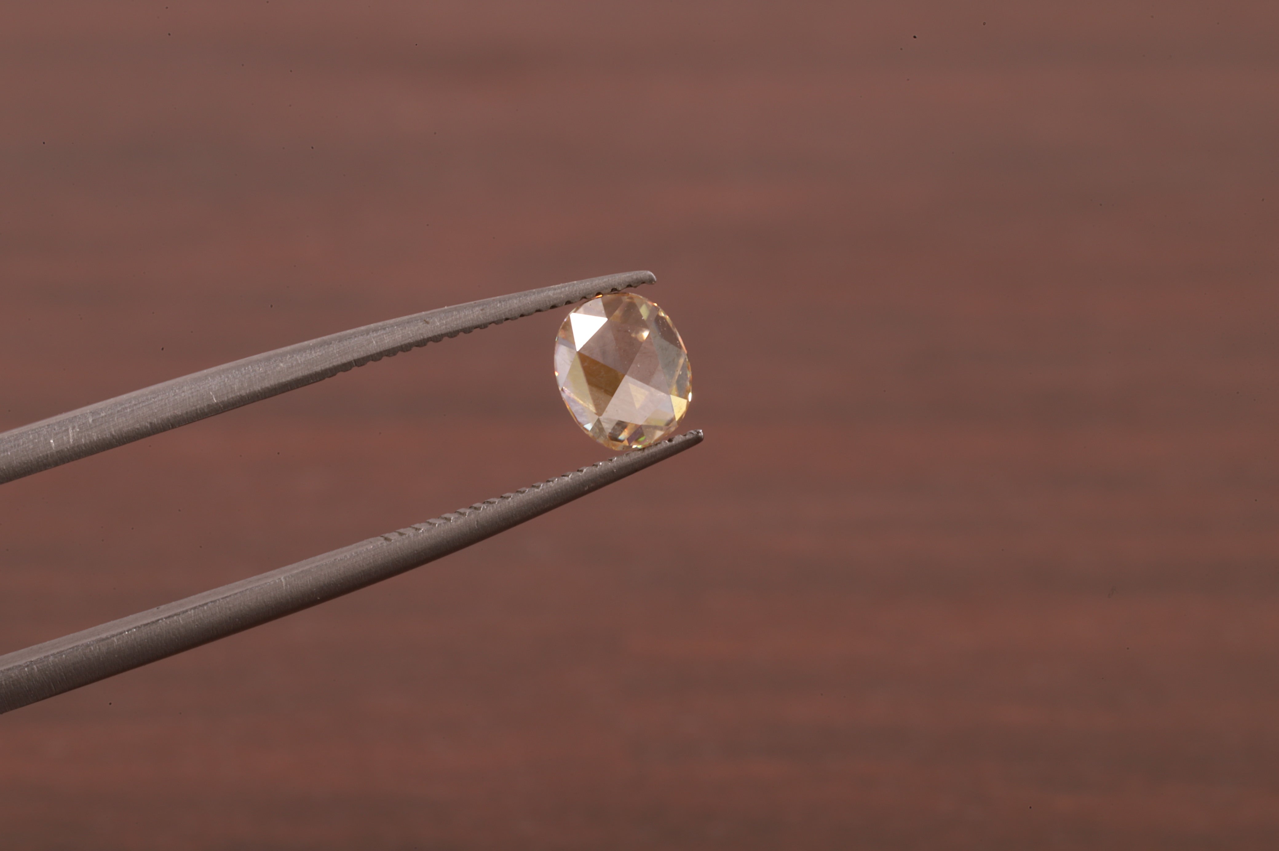 Oval Rose Cut Champagne Moissanite , 0.50 CT Oval Rose Cut Moissanite