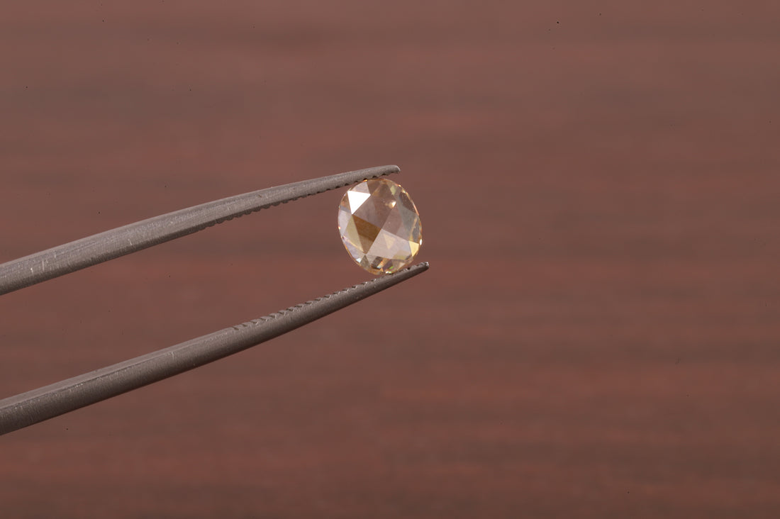 Oval Rose Cut Champagne Moissanite , 0.50 CT Oval Rose Cut Moissanite