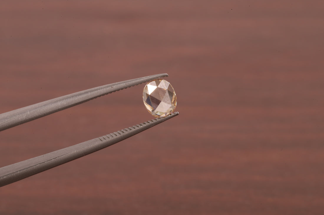 Oval Rose Cut Champagne Moissanite , 0.50 CT Oval Rose Cut Moissanite