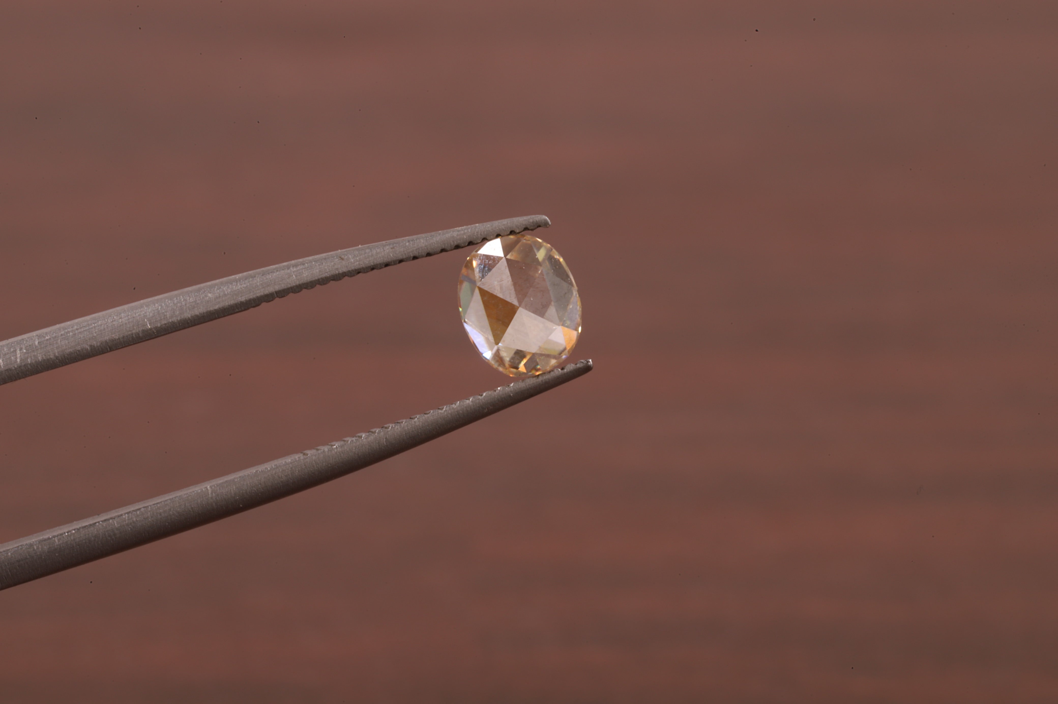 Oval Rose Cut Champagne Moissanite , 0.50 CT Oval Rose Cut Moissanite
