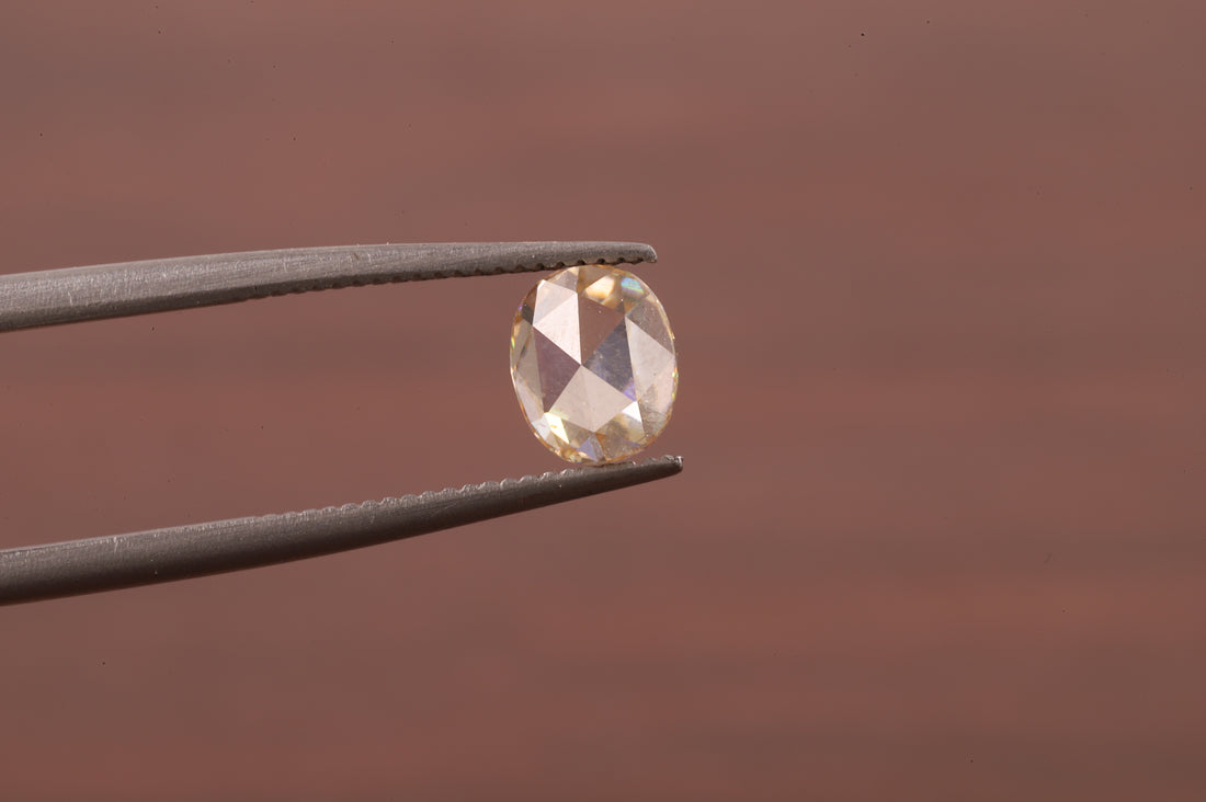 Oval Rose Cut Champagne Moissanite , 0.50 CT Oval Rose Cut Moissanite