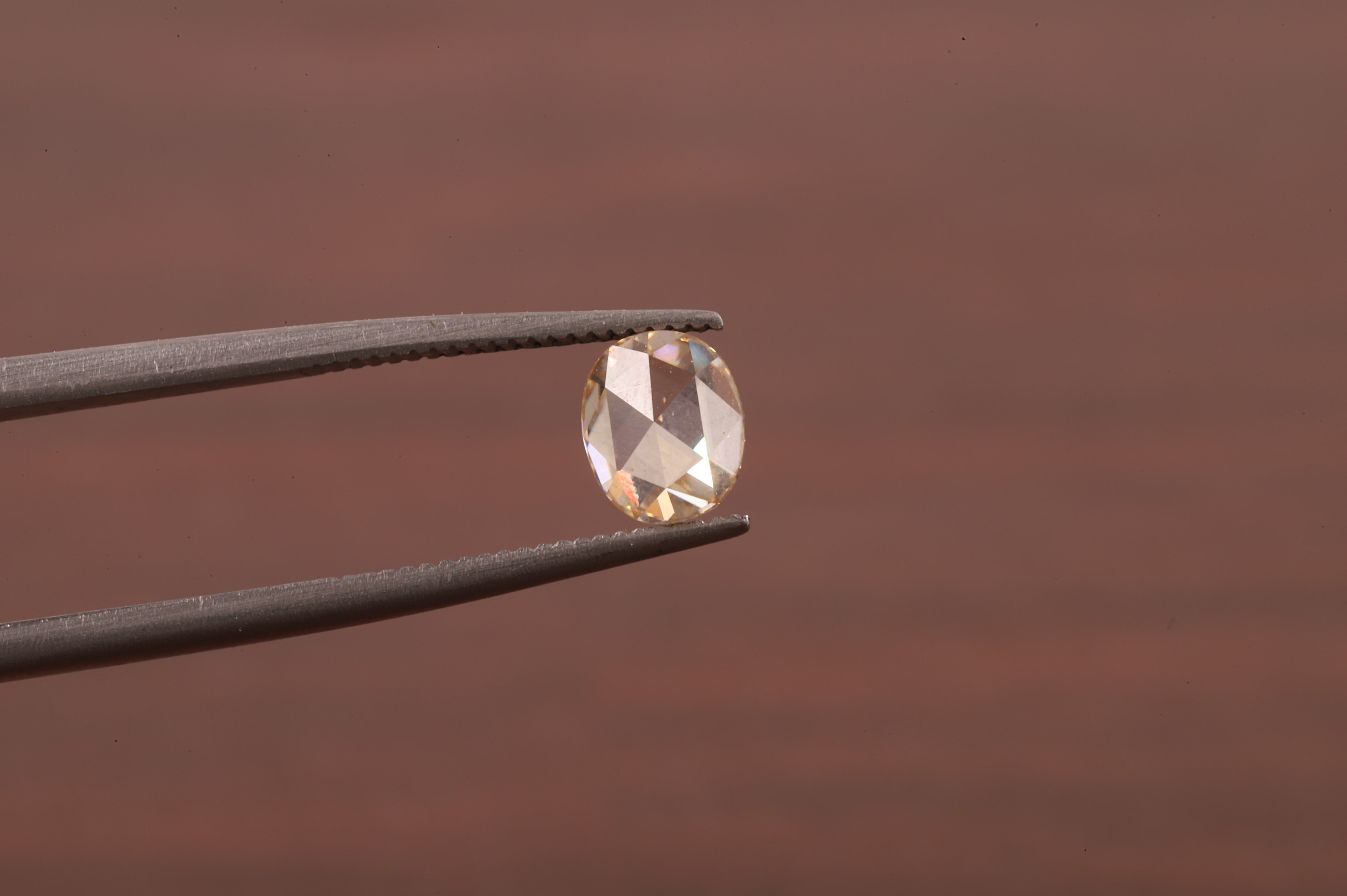 Oval Rose Cut Champagne Moissanite , 0.50 CT Oval Rose Cut Moissanite