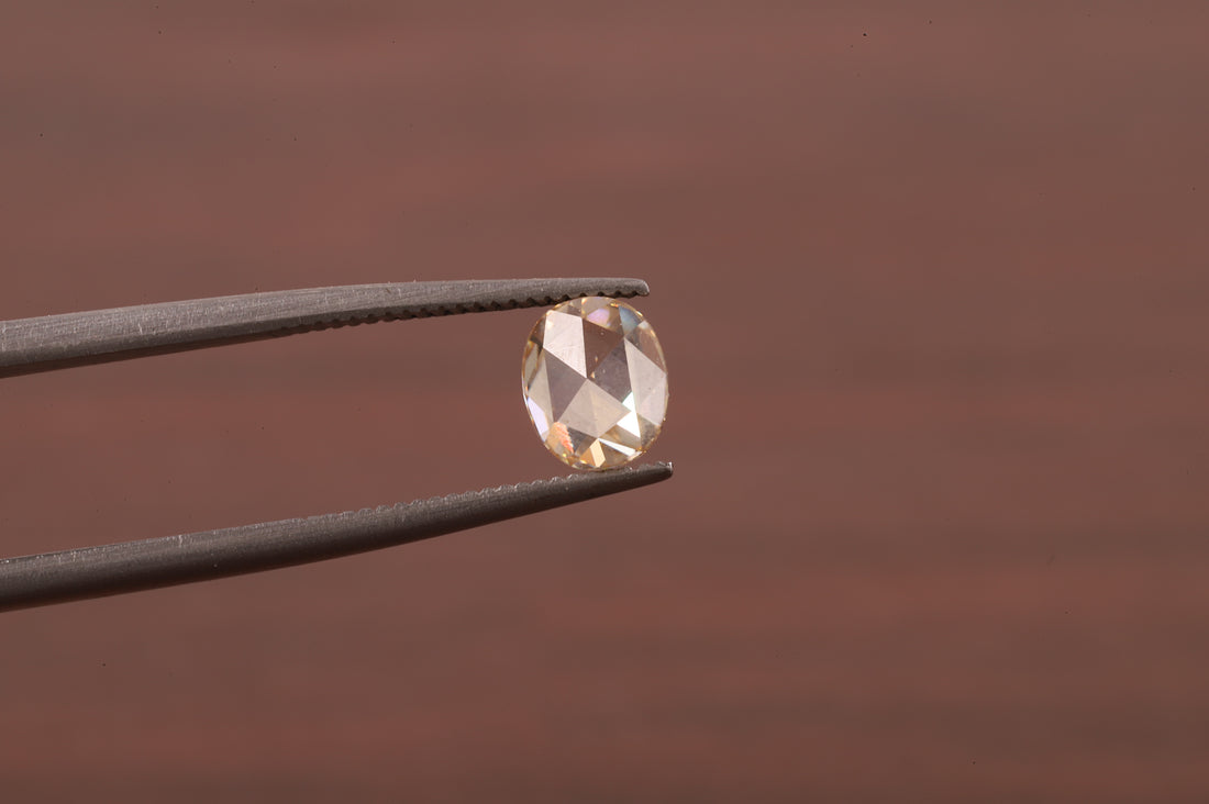 Oval Rose Cut Champagne Moissanite , 0.50 CT Oval Rose Cut Moissanite