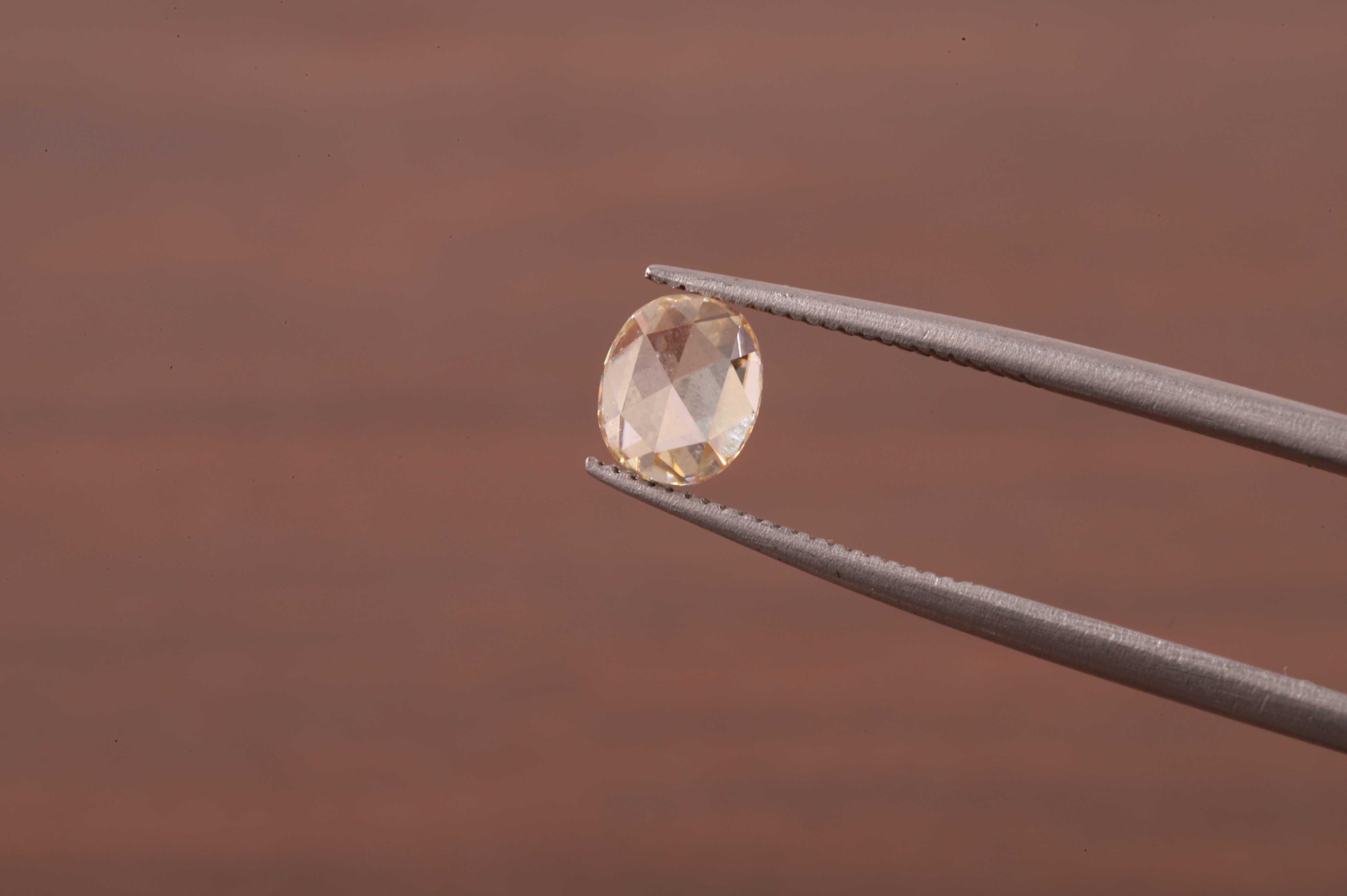 Oval Rose Cut Champagne Moissanite , 0.50 CT Oval Rose Cut Moissanite