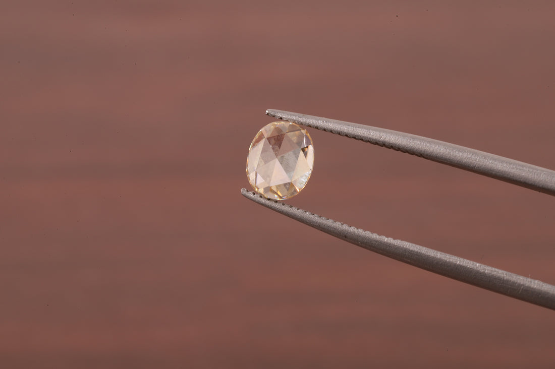 Oval Rose Cut Champagne Moissanite , 0.50 CT Oval Rose Cut Moissanite