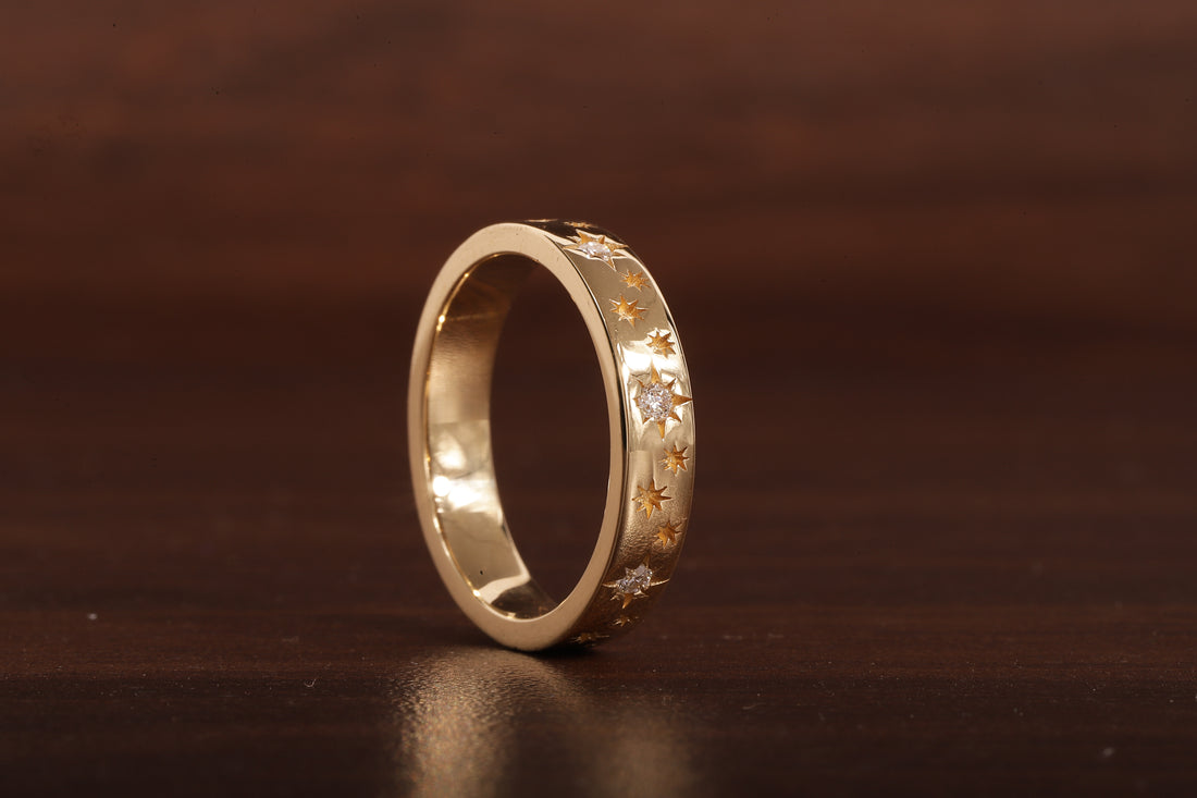 4 MM Wide Women’s Vintage Style Wedding Band, Floral Wedding Band