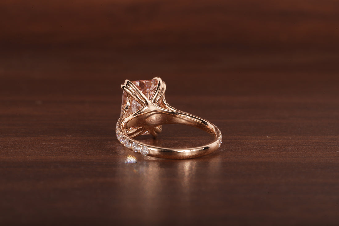 Radiant shaped pink lab grown diamond ring, 18K Rose Gold Ring For Her